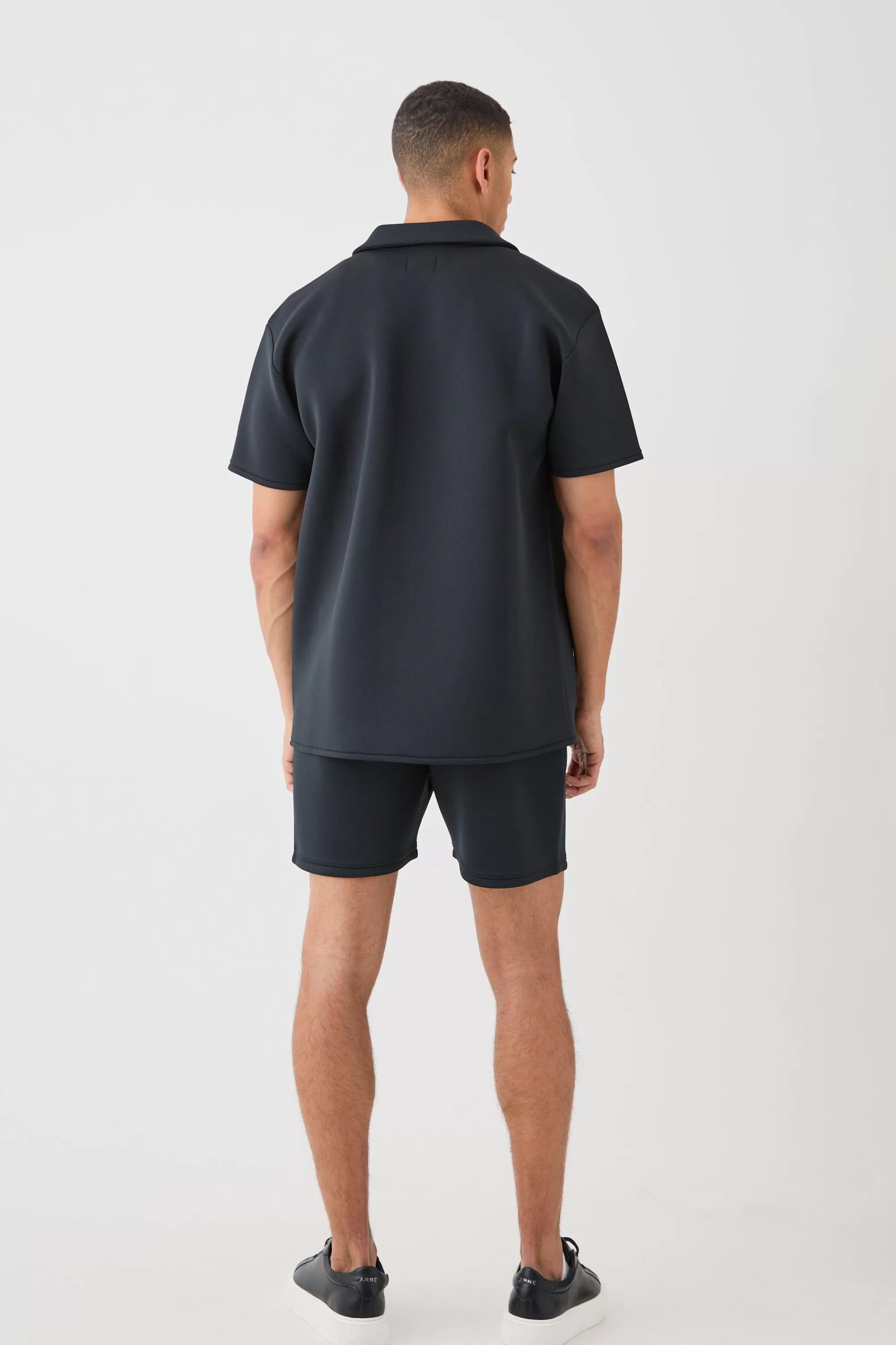 boohooMAN Bonded Scuba Oversized Shirt | UK