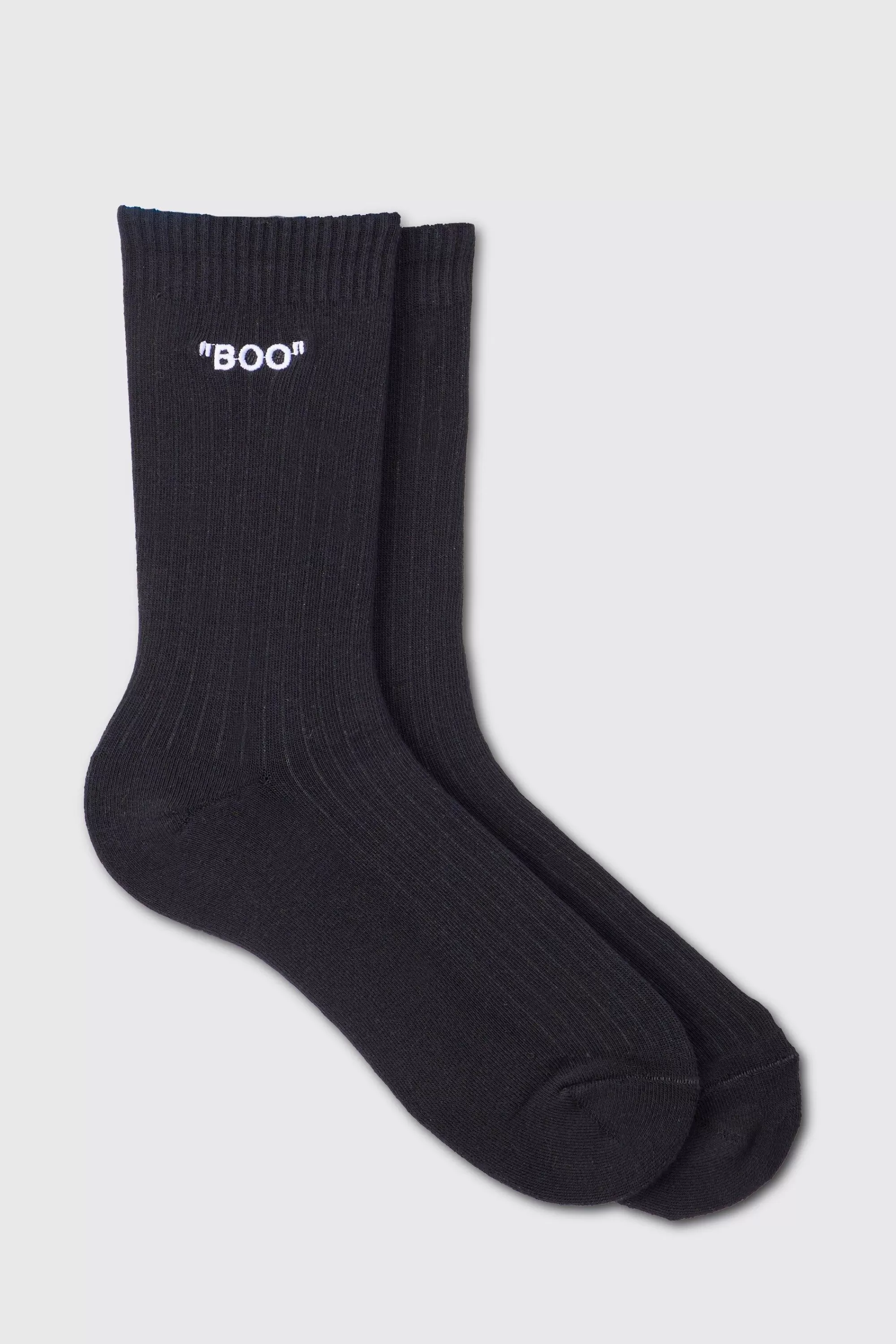 boohooMAN Boo Embroidered Socks | UK