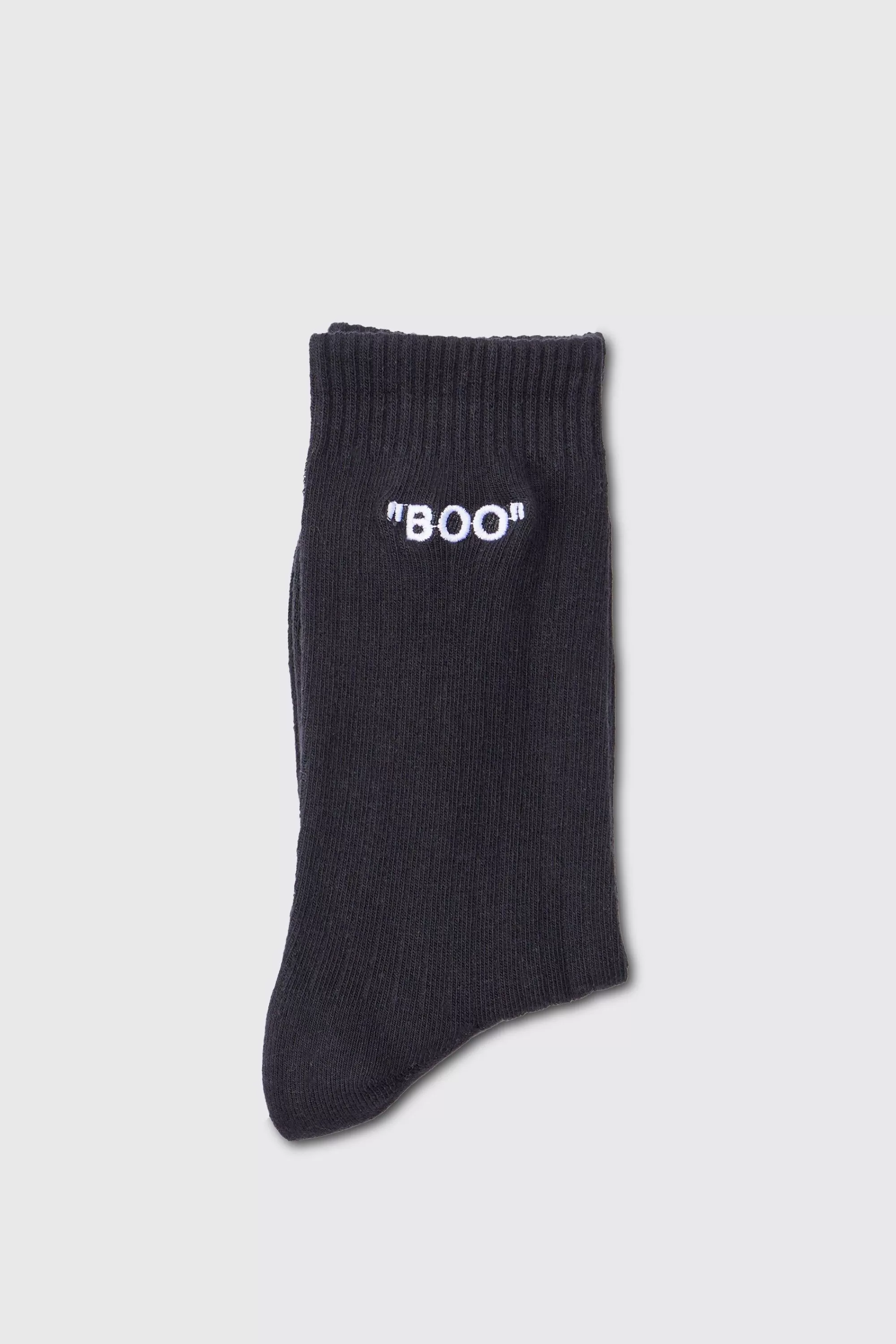 boohooMAN Boo Embroidered Socks | UK