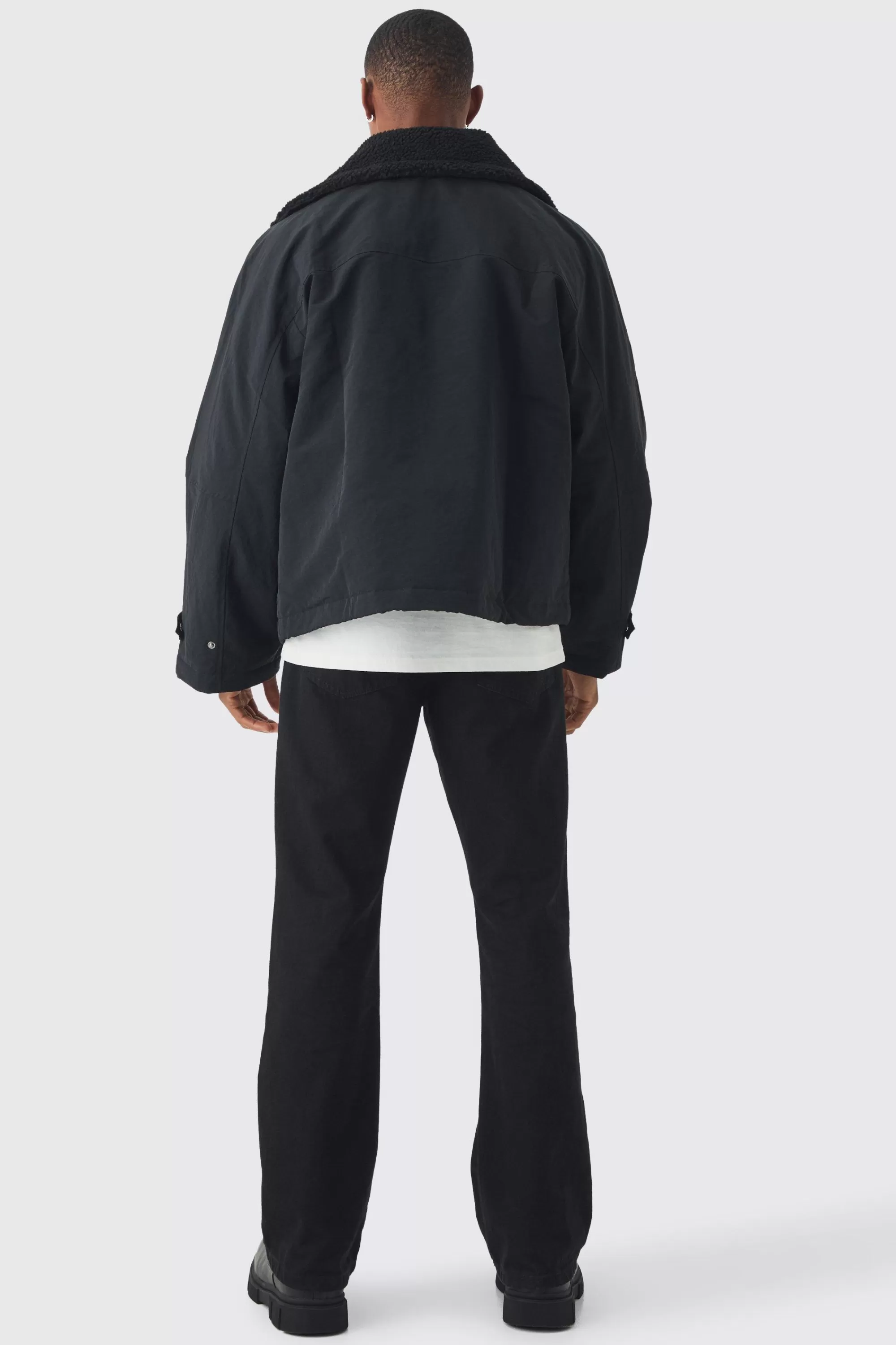 boohooMAN Borg Collar Parka In | UK