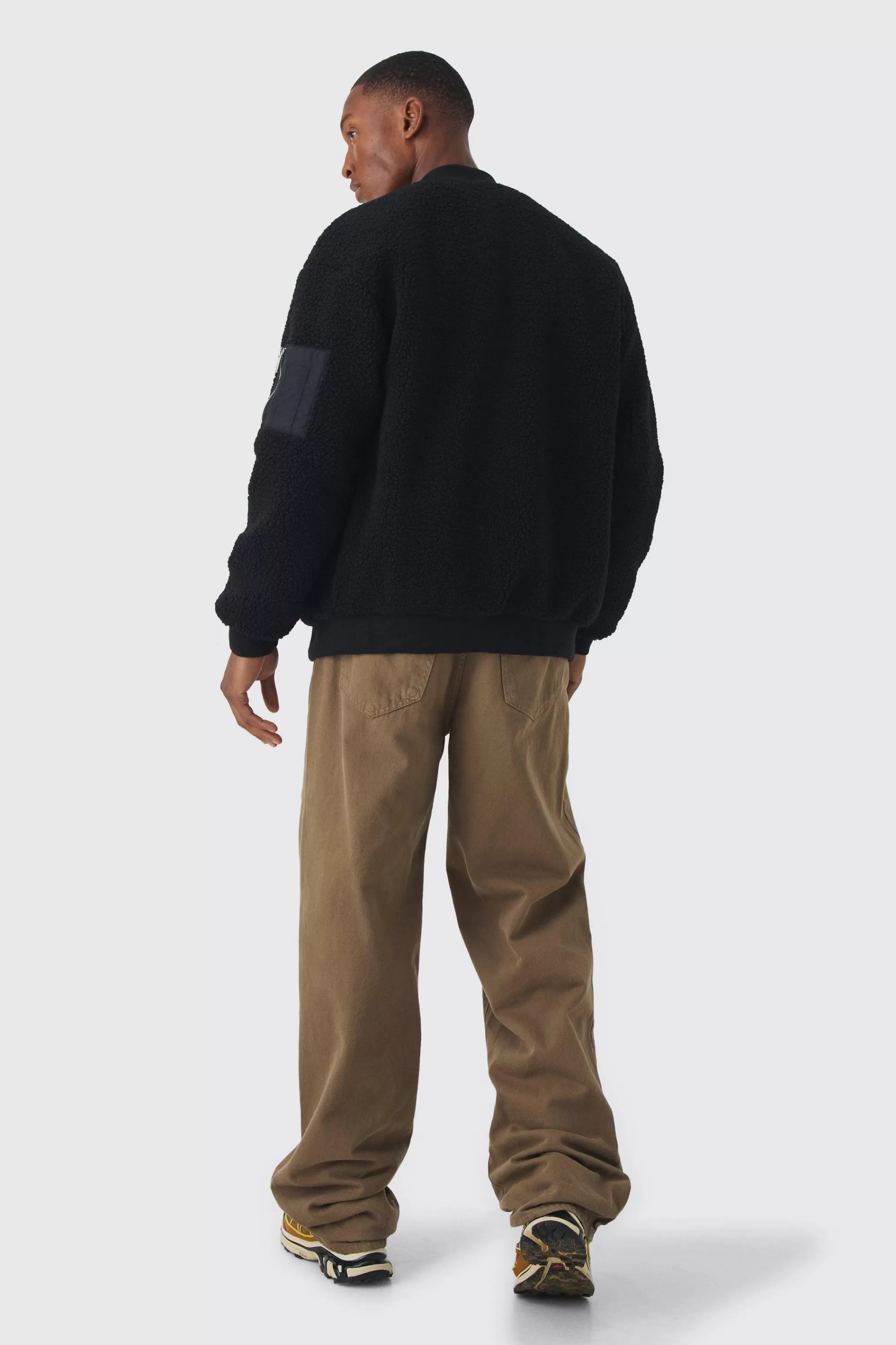 boohooMAN Borg Ma1 Bomber Jacket In | UK
