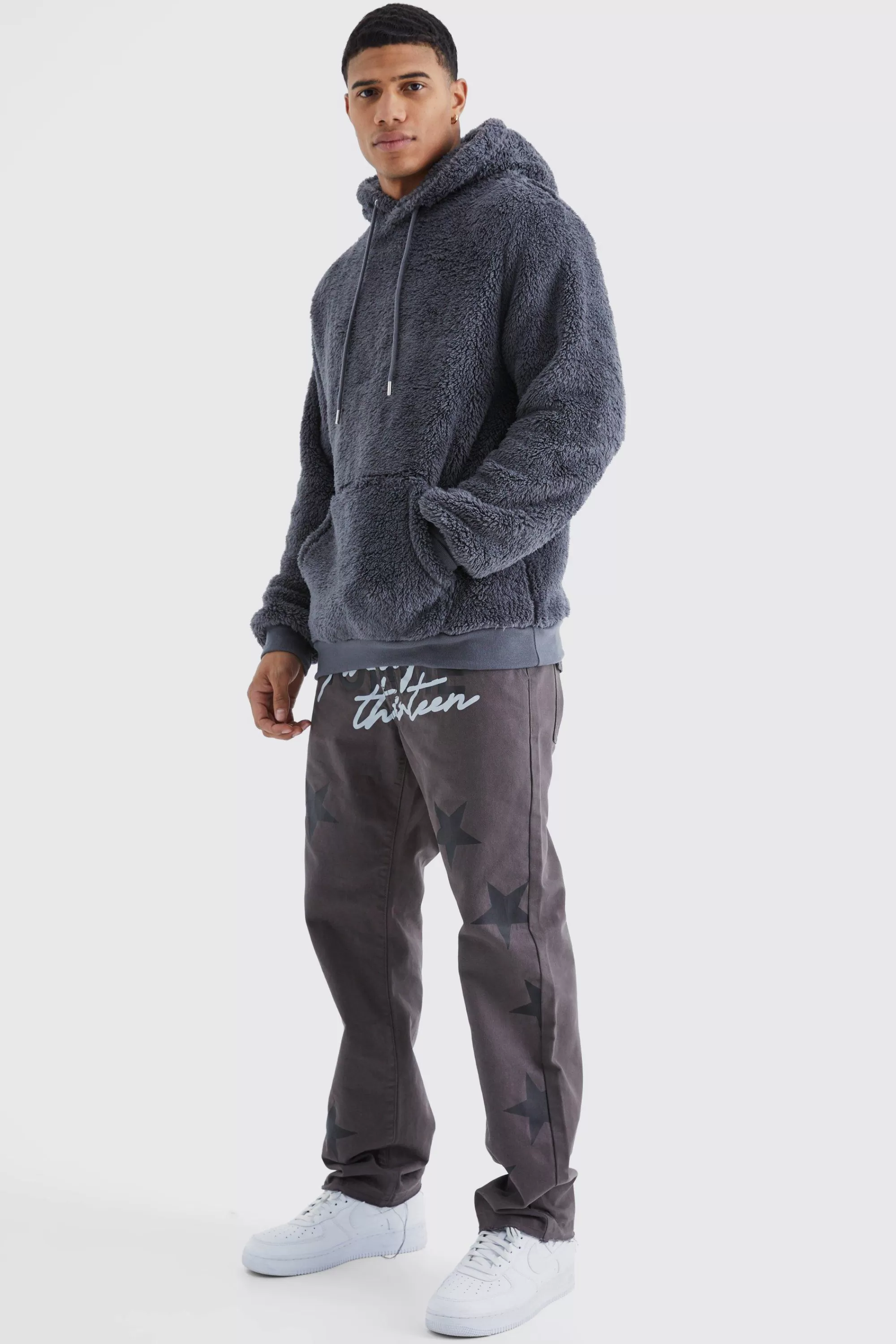 boohooMAN Borg Over The Head Hoodie | UK