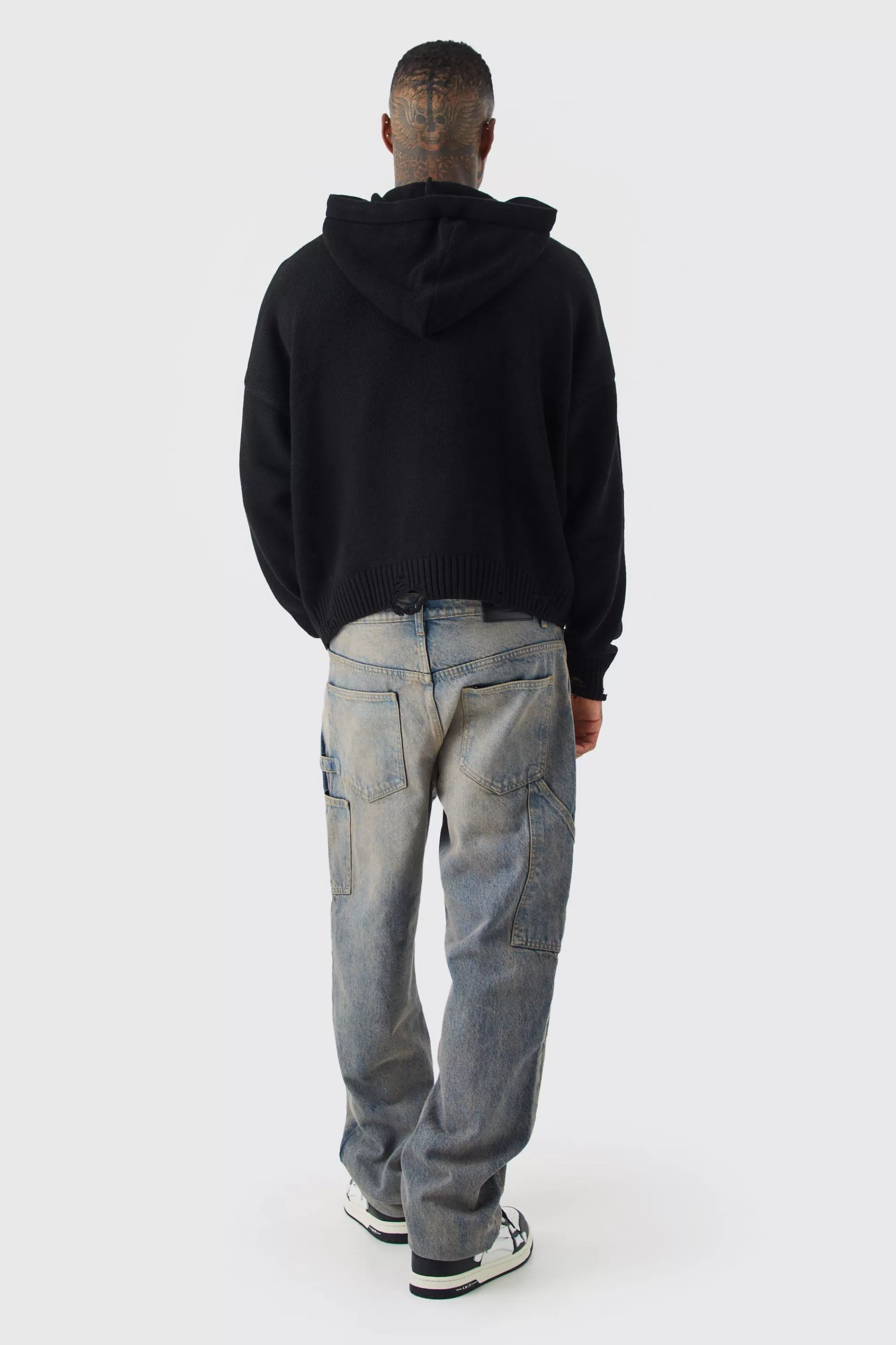 boohooMAN Boxy 3d Ofcl Knitted Hoodie | UK