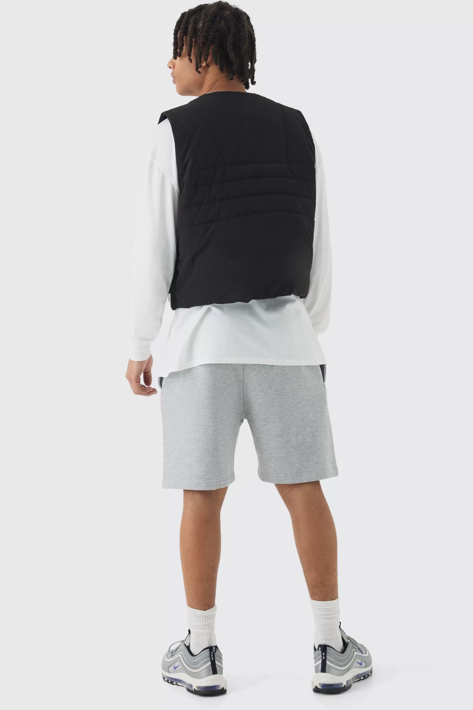 boohooMAN Boxy Abstract Quilted Gilet In | UK