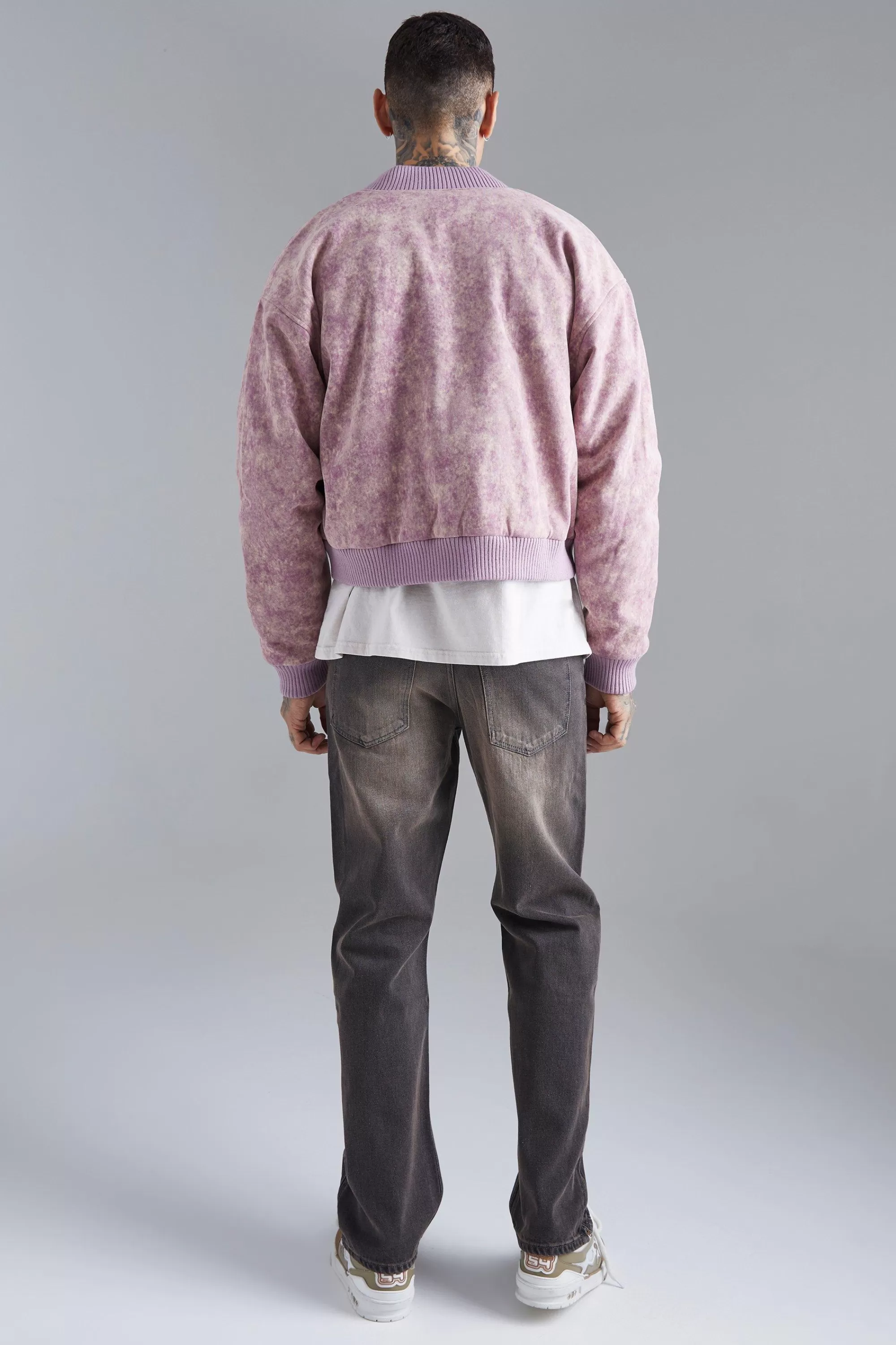 boohooMAN Boxy Acid Wash Bomber | UK
