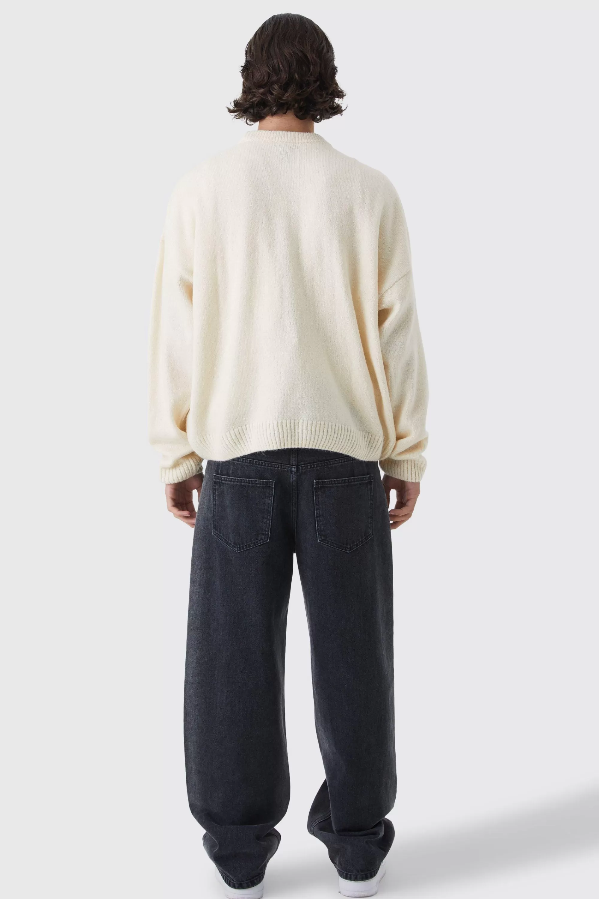 boohooMAN Boxy Bm Brushed Knitted Jumper | UK