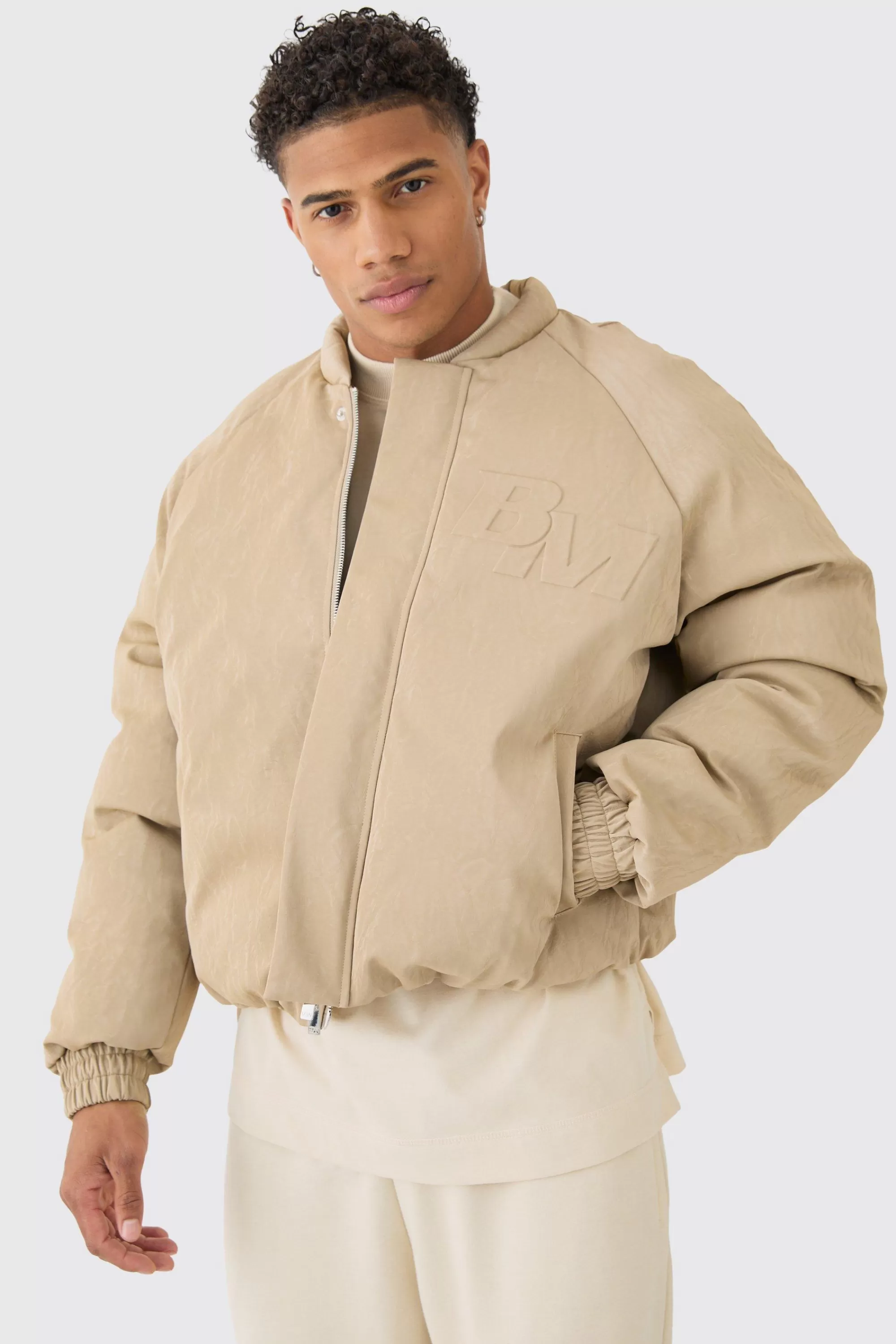 boohooMAN Boxy Bm Extreme Heavyweight Pu Padded Puffer In | UK
