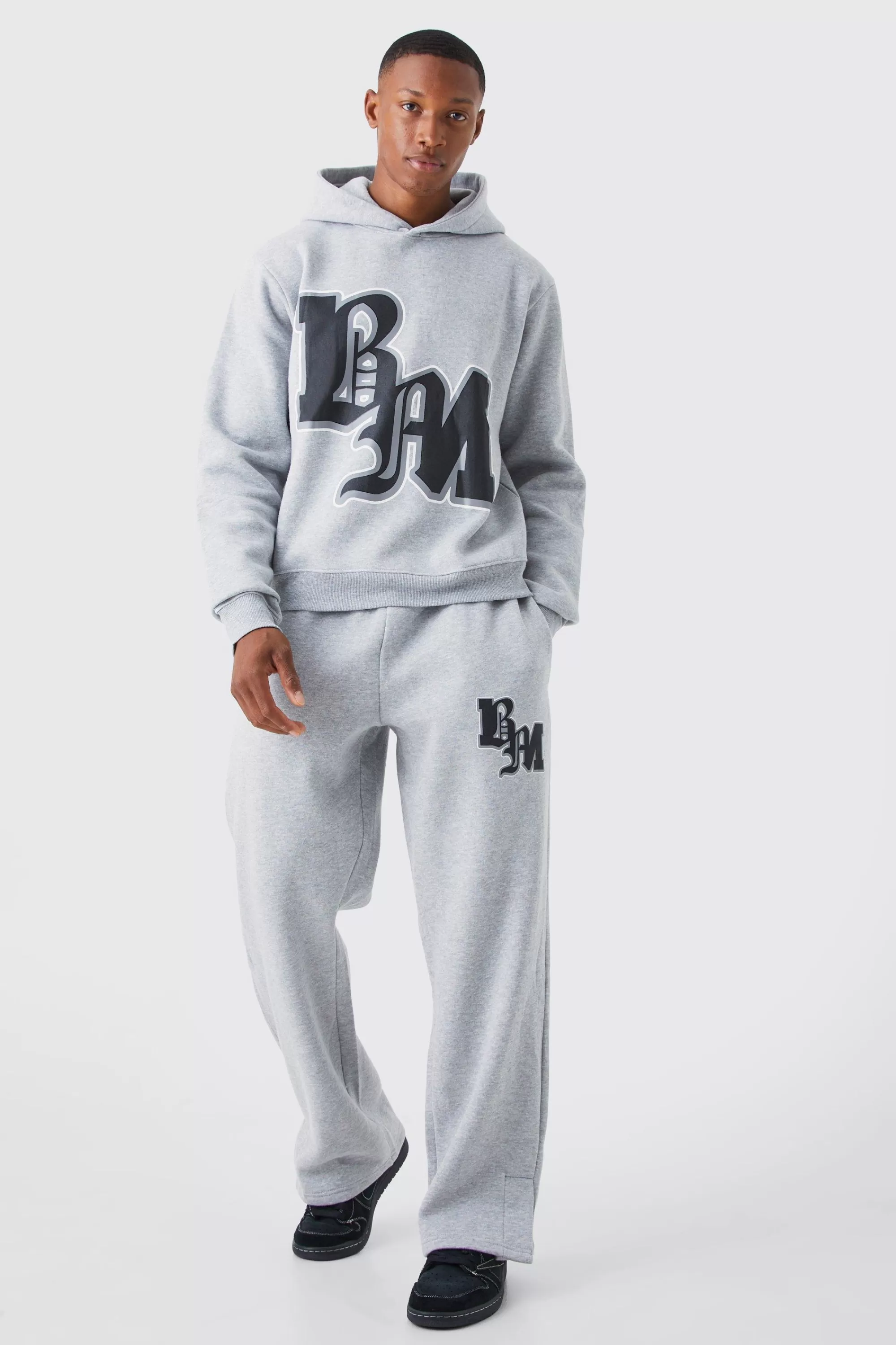 boohooMAN Boxy Bm Print Tracksuit | UK