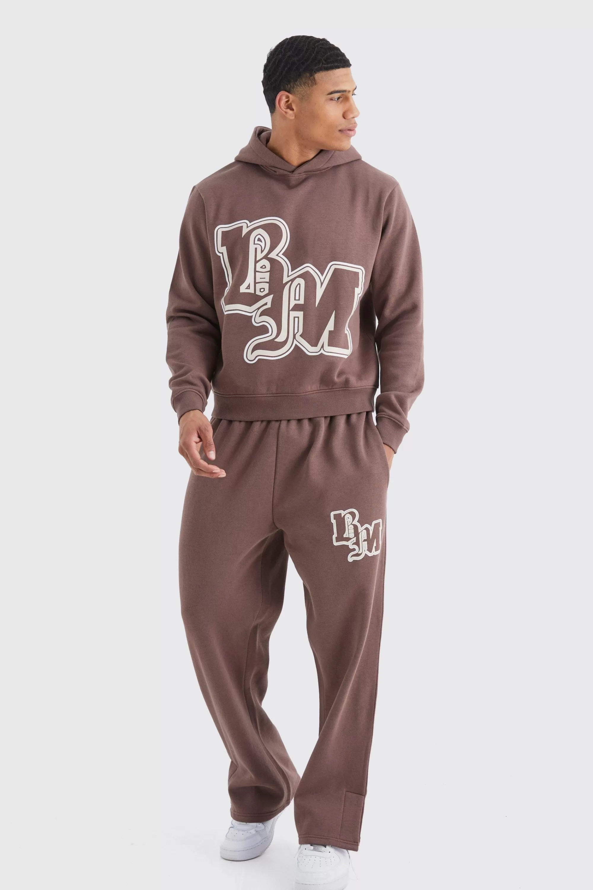 boohooMAN Boxy Bm Print Tracksuit | UK