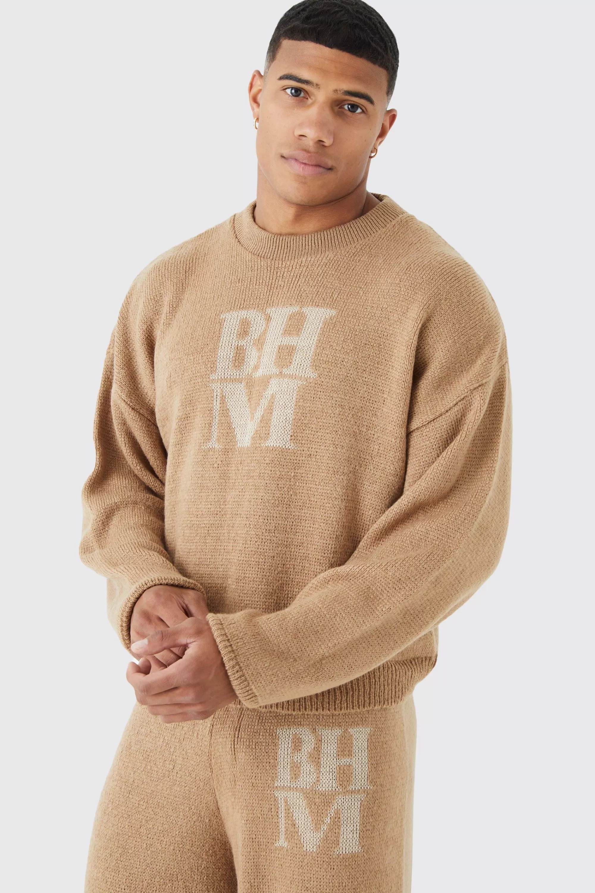boohooMAN Boxy Brushed Bhm Knitted Jumper | UK