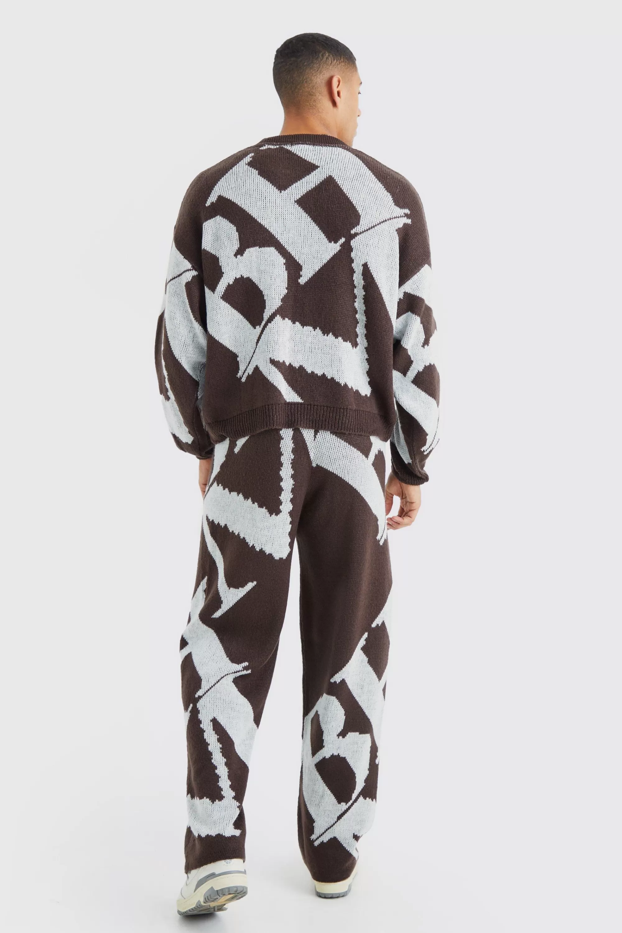 boohooMAN Boxy Brushed Jacquard Knitted Jumper | UK