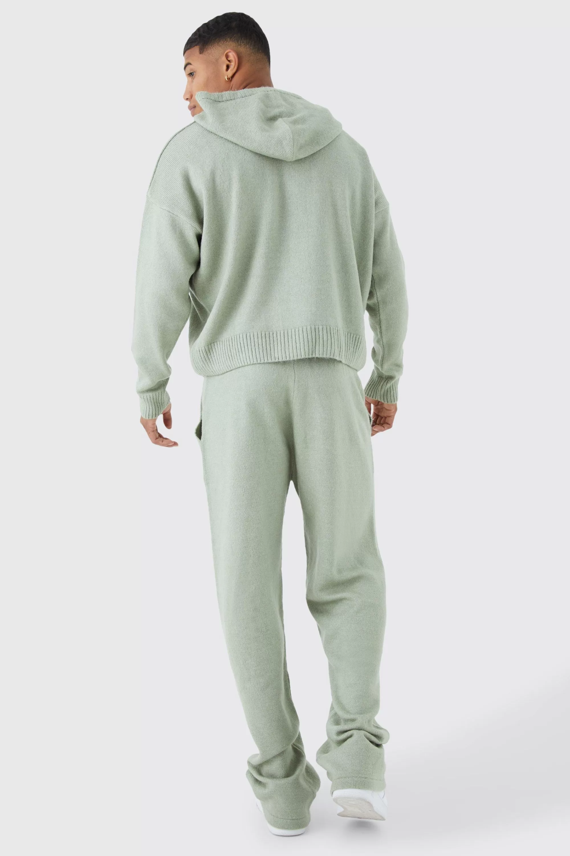 boohooMAN Boxy Brushed Knitted Hoodie | UK