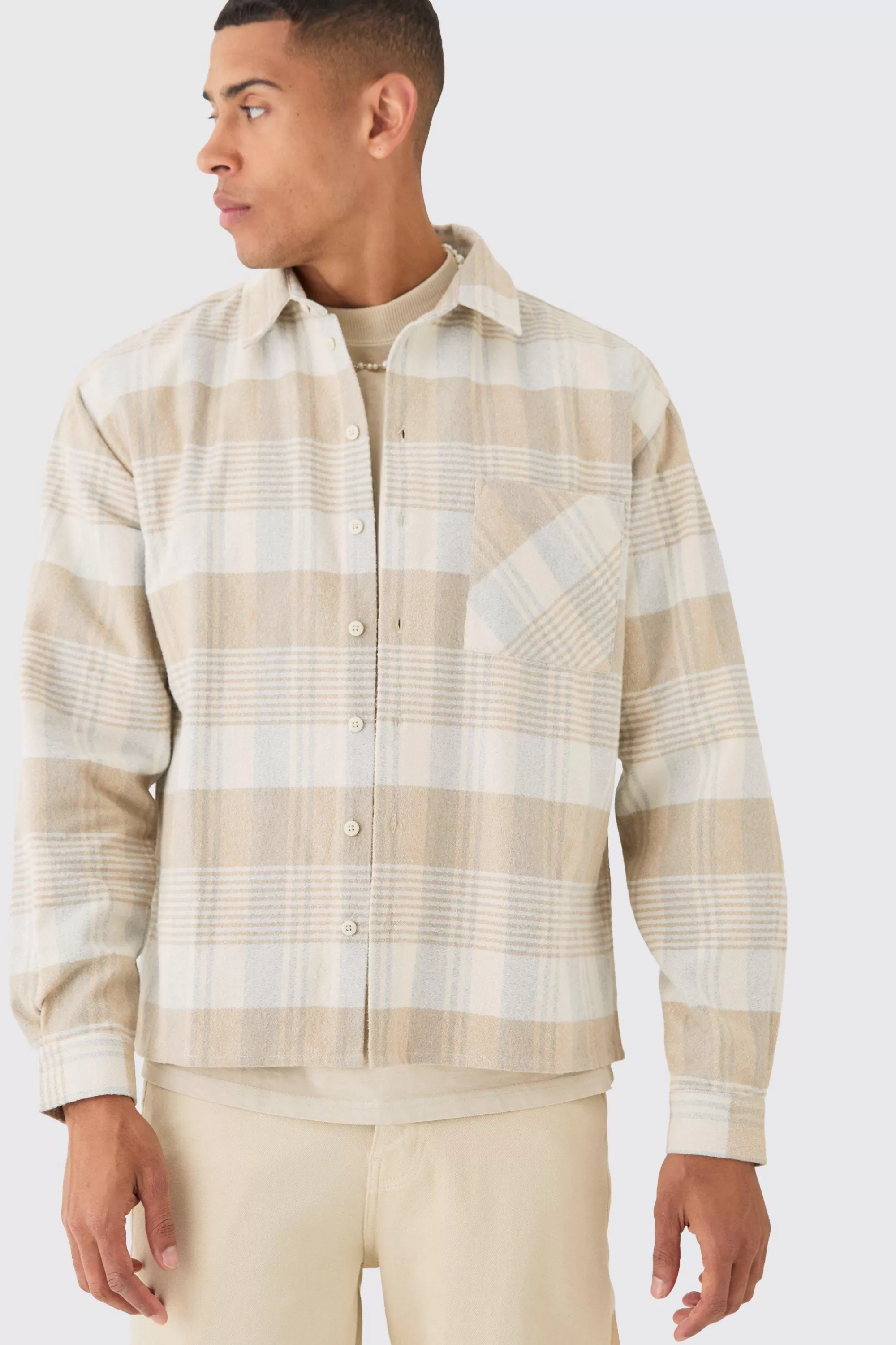 boohooMAN Boxy Check Shirt | UK