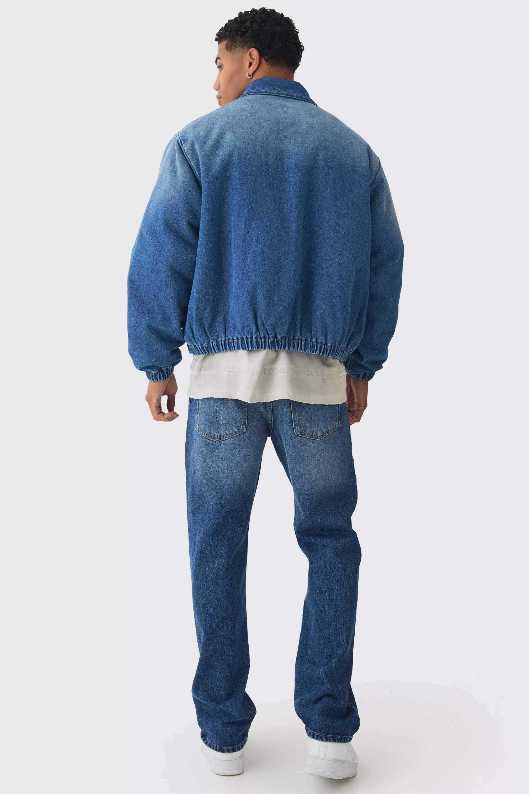 boohooMAN Boxy Denim Padded Jacket | UK