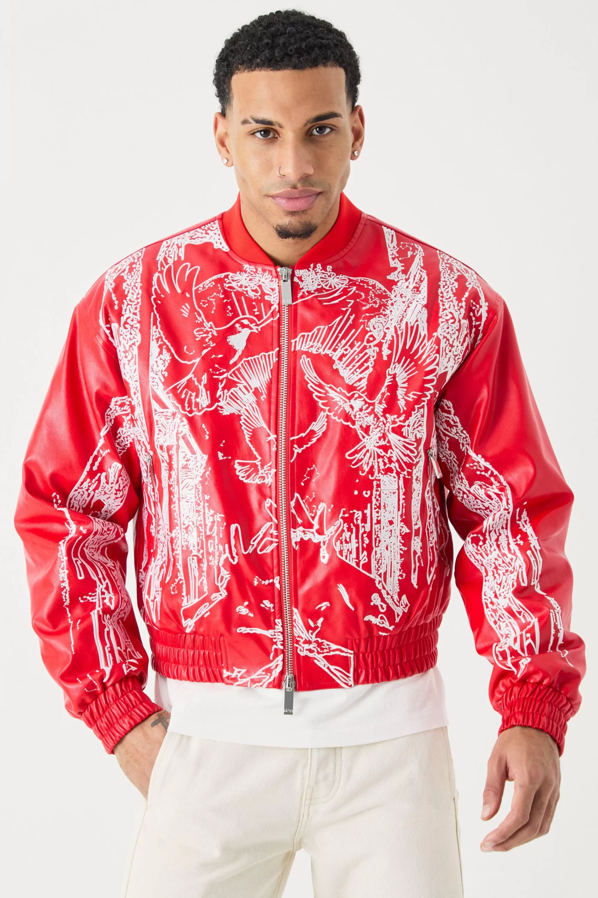 boohooMAN Boxy Embroide Bomber | UK