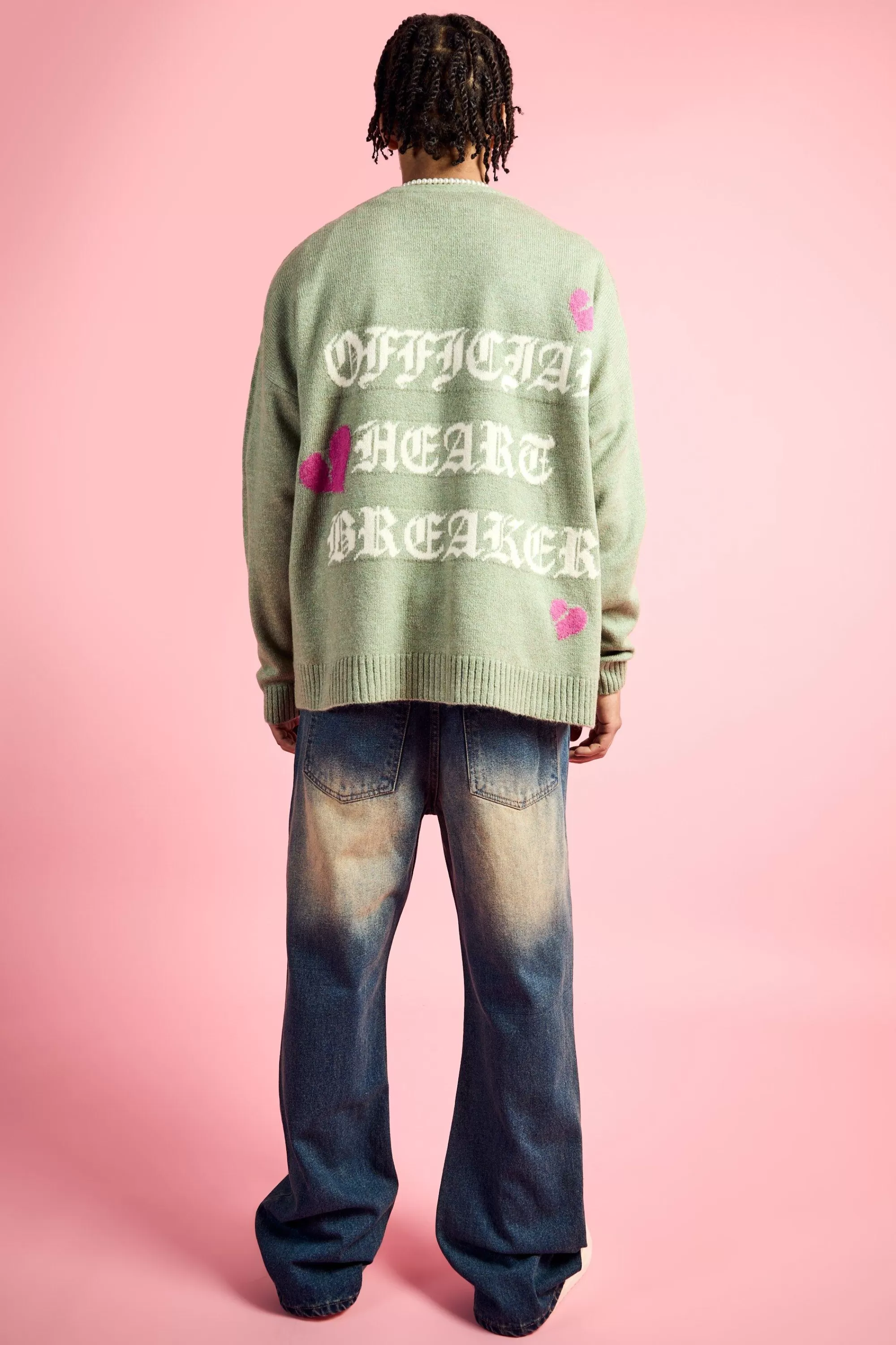 boohooMAN Boxy Fit Brushed Knit Skeleton Cardigan | UK