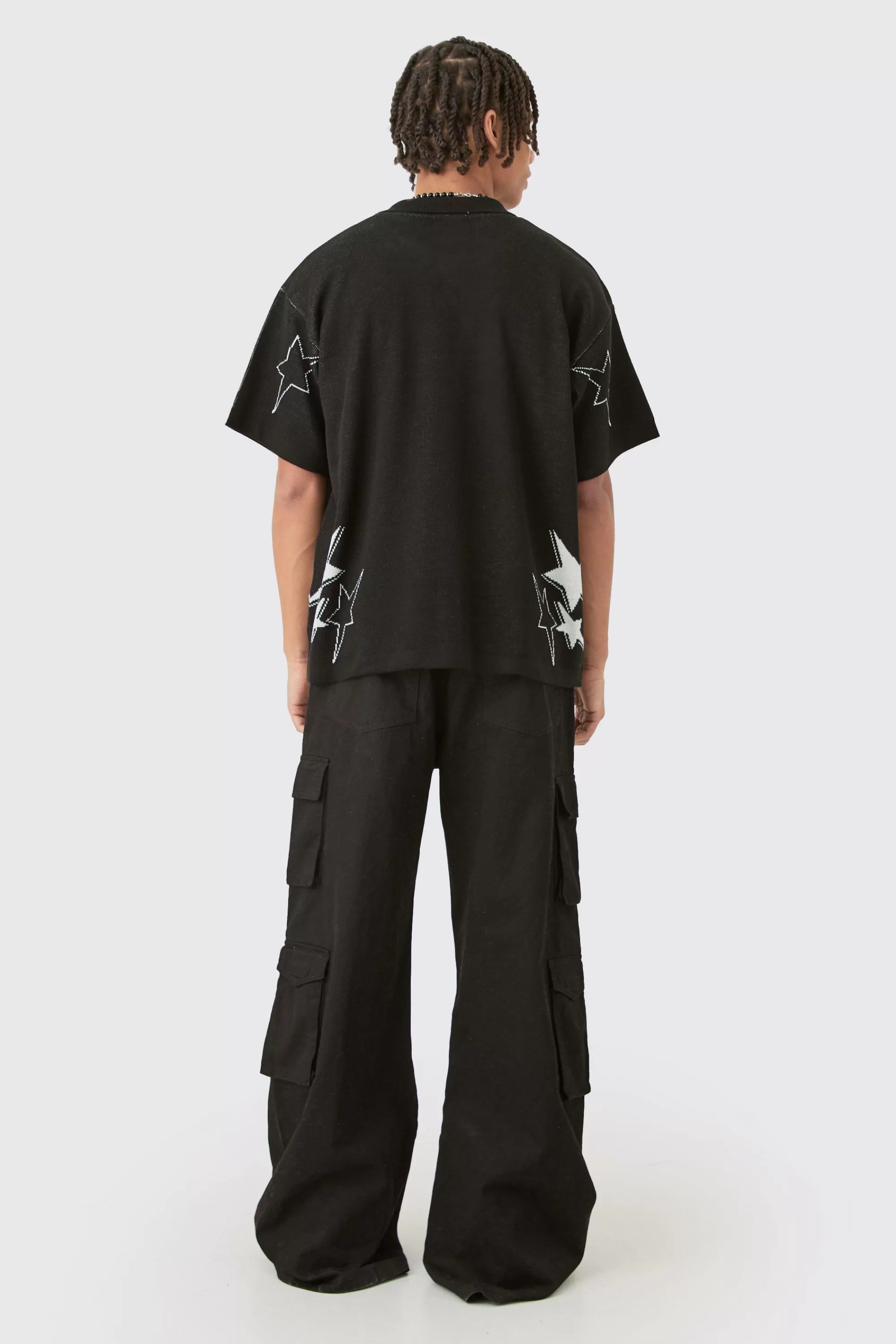 boohooMAN Boxy Fit Knitted Moto Shirt | UK