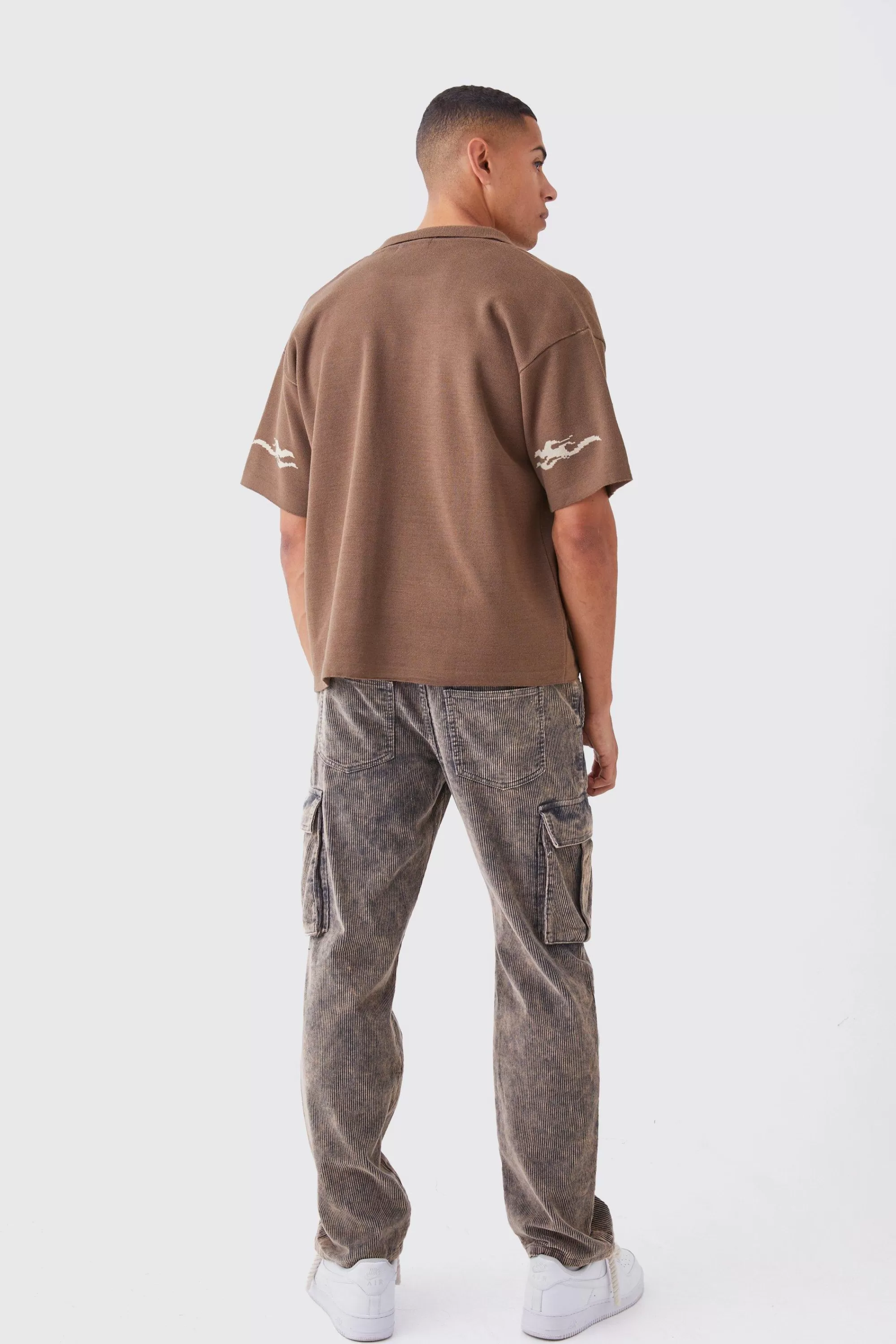 boohooMAN Boxy Fit Knitted Moto Shirt | UK