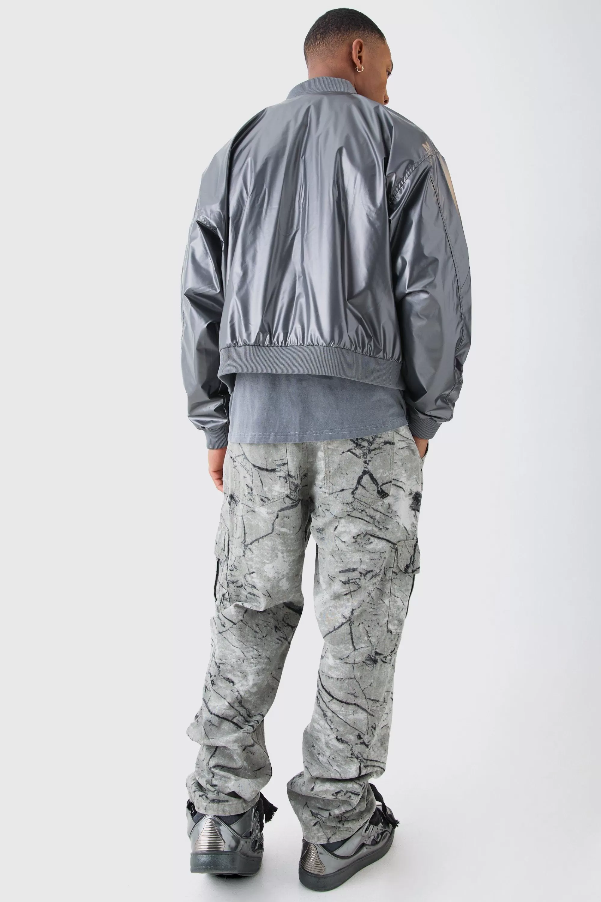 boohooMAN Boxy Fit Metallic Ma1 Bomber | UK