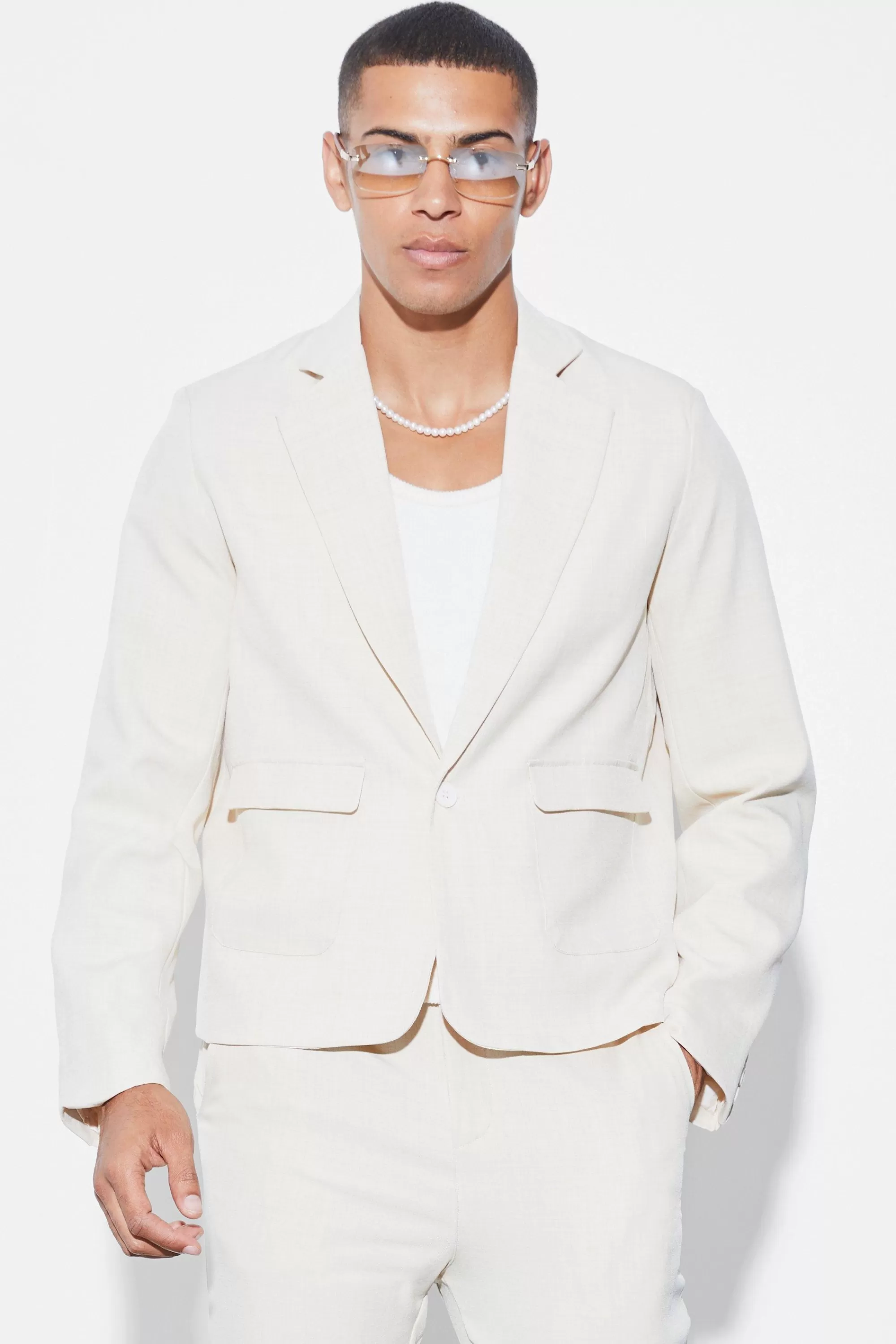 boohooMAN Boxy Fit Single Breasted Plain Suit Jacket | UK