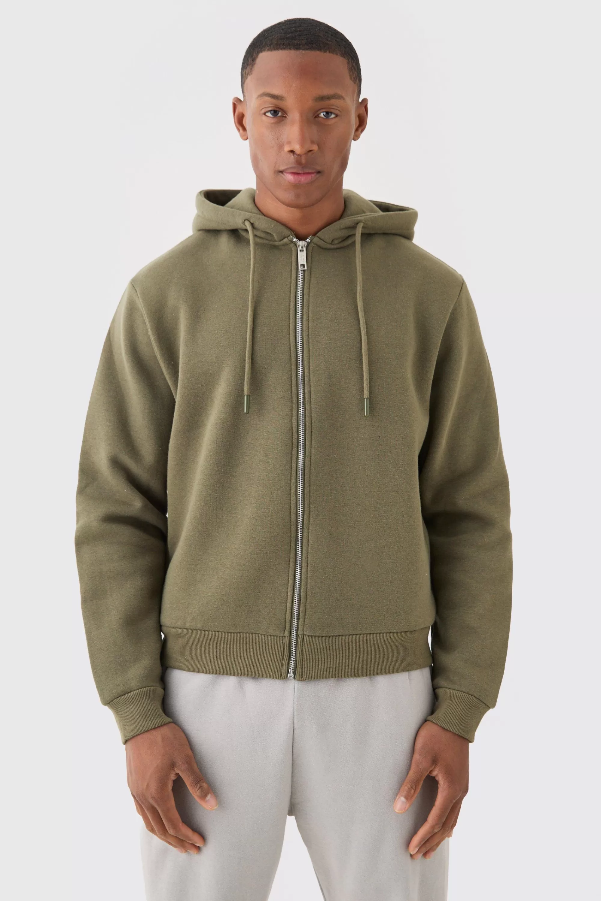 boohooMAN Boxy Fit Zip Through Hoodie | UK