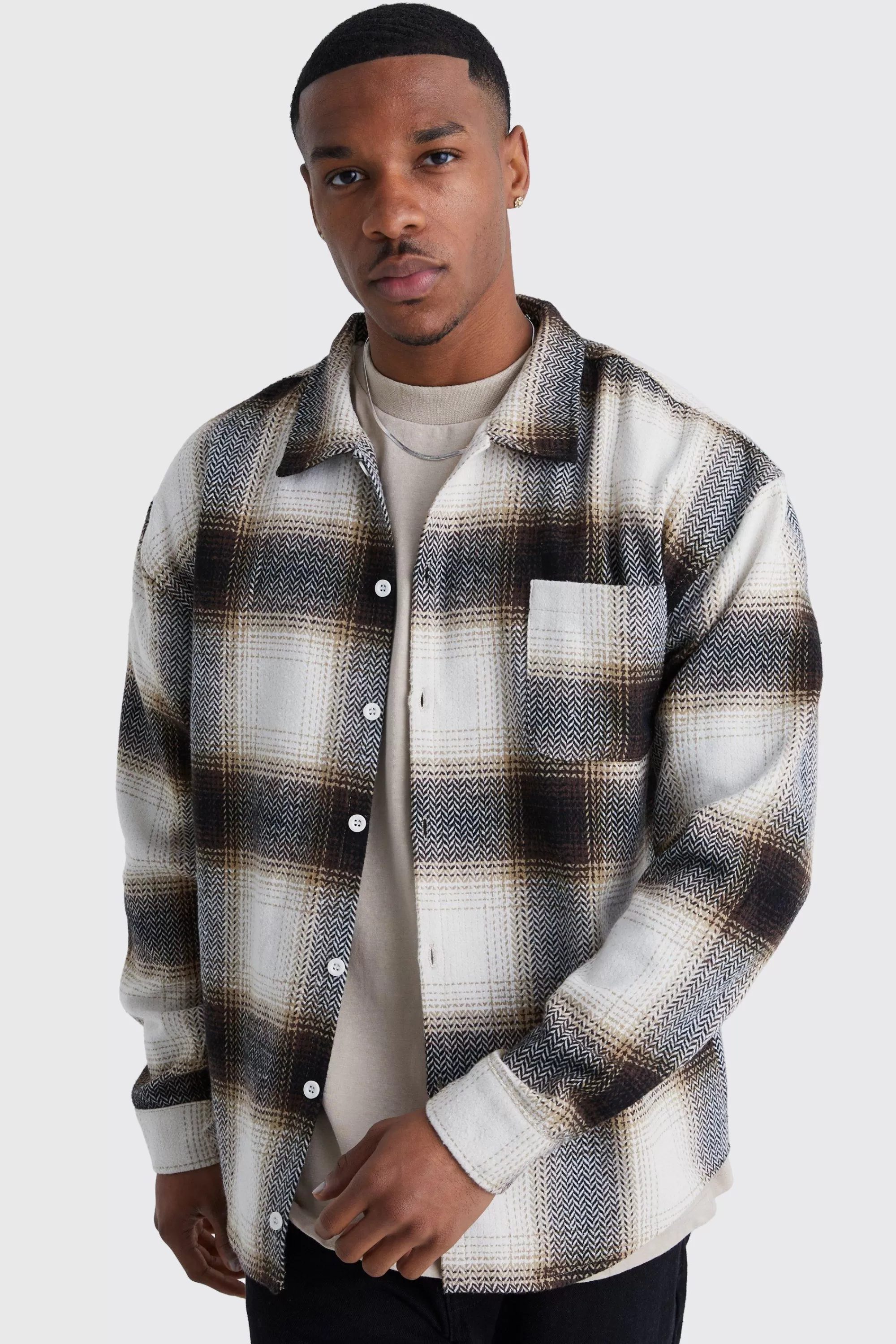 boohooMAN Boxy Flannel Check Shirt | UK
