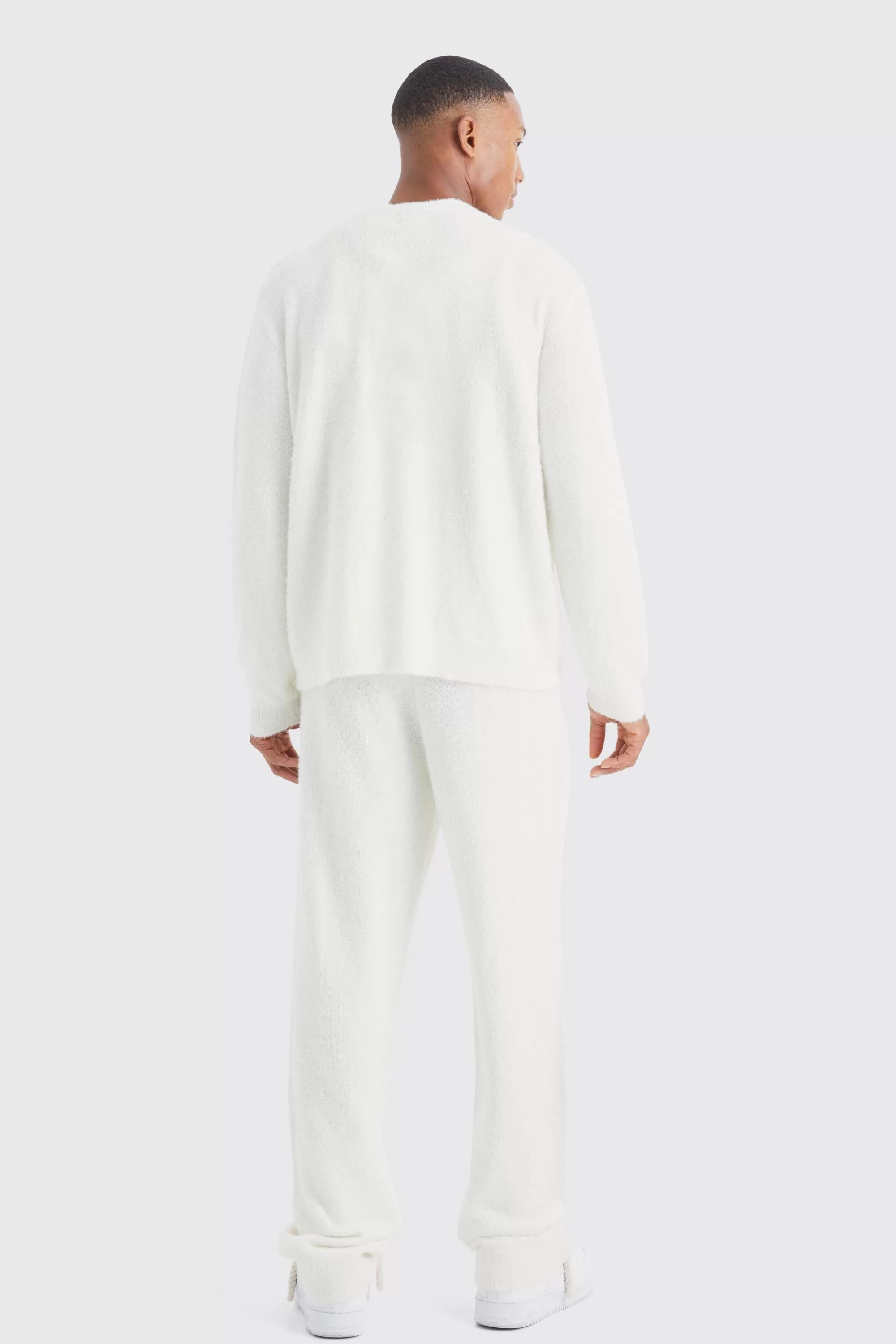 boohooMAN Boxy Fluffy Knitted Cardigan | UK