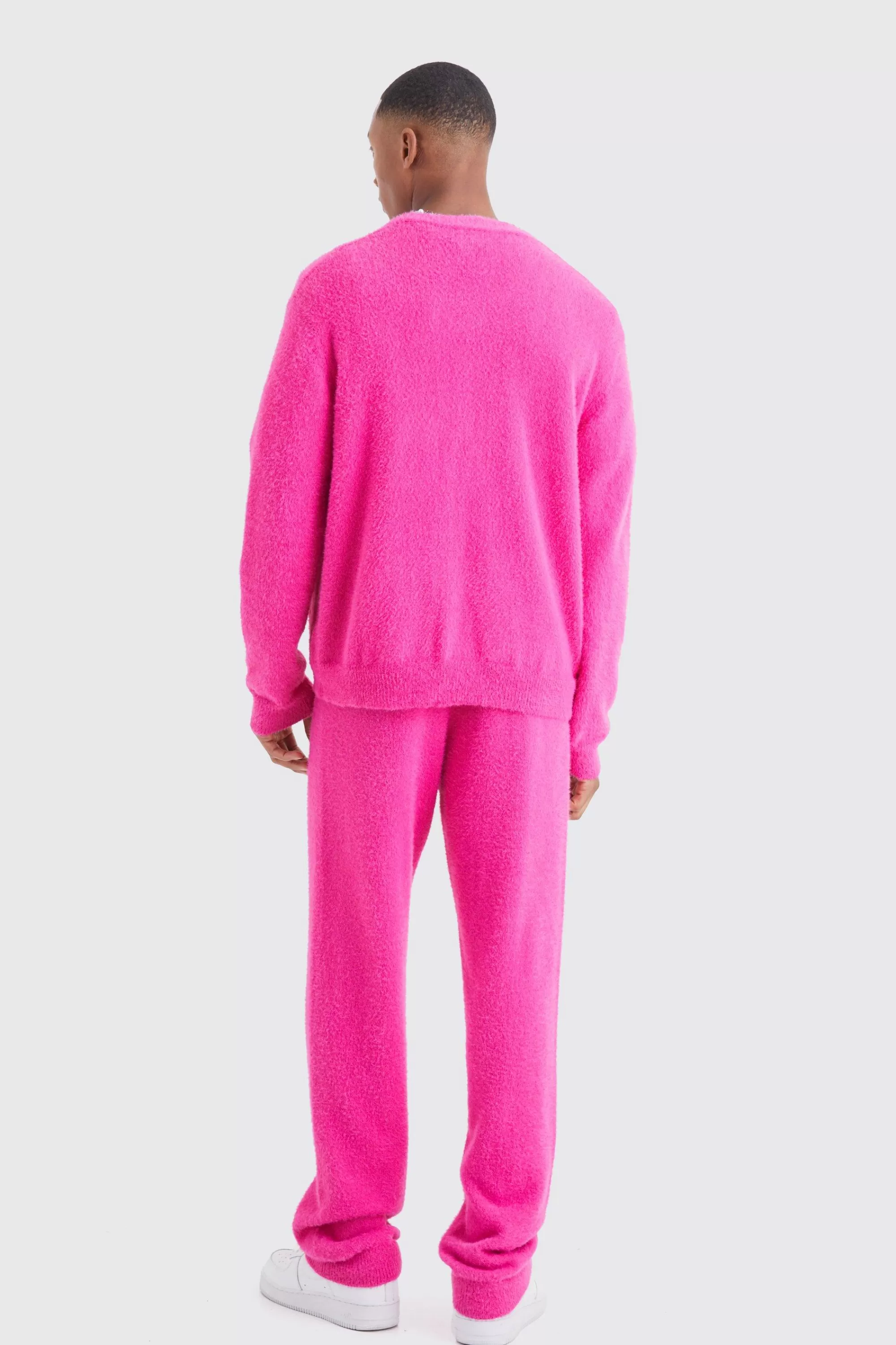 boohooMAN Boxy Fluffy Knitted Cardigan | UK