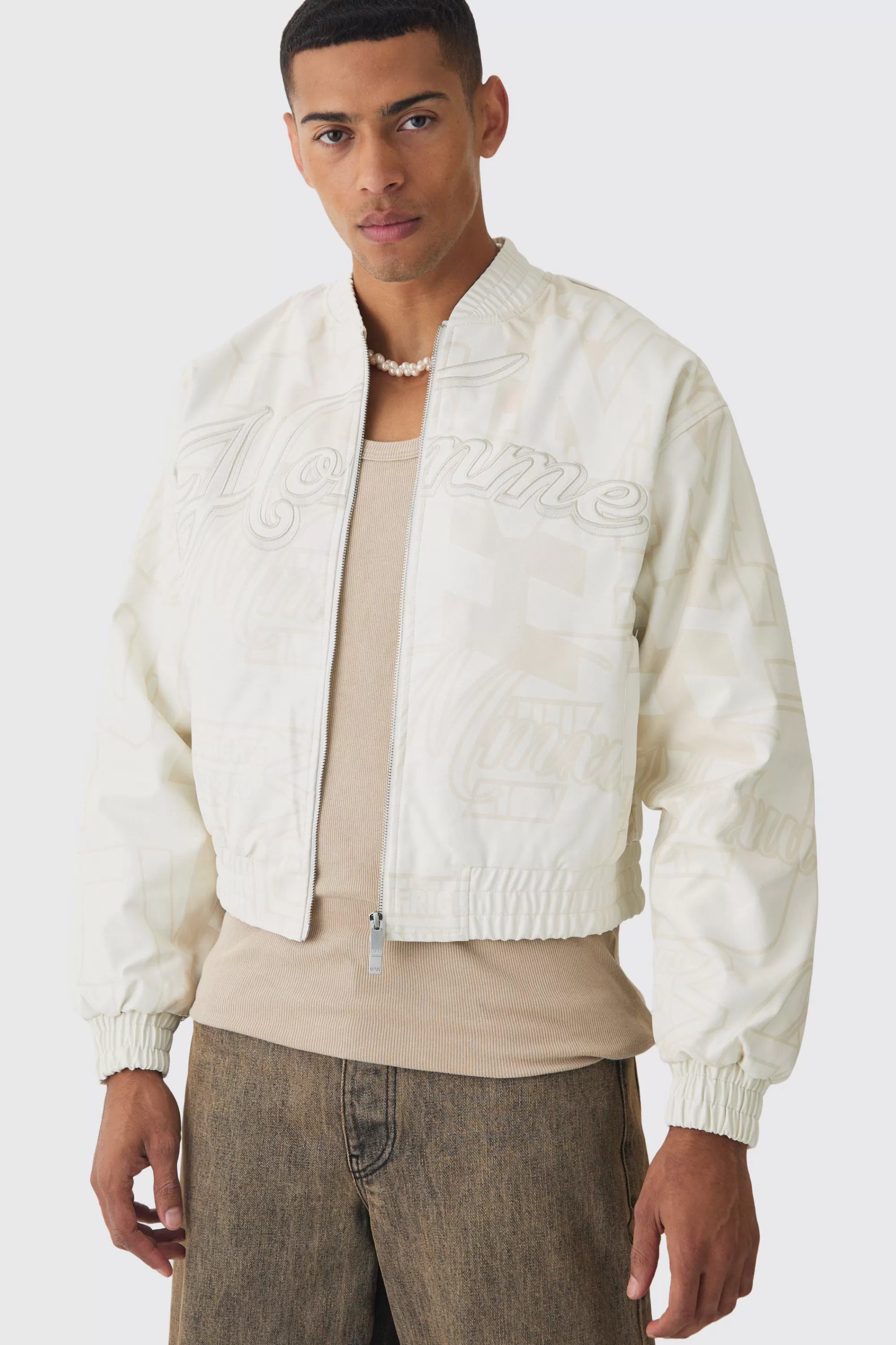 boohooMAN Boxy Homme Printed Bomber Jacket In | UK