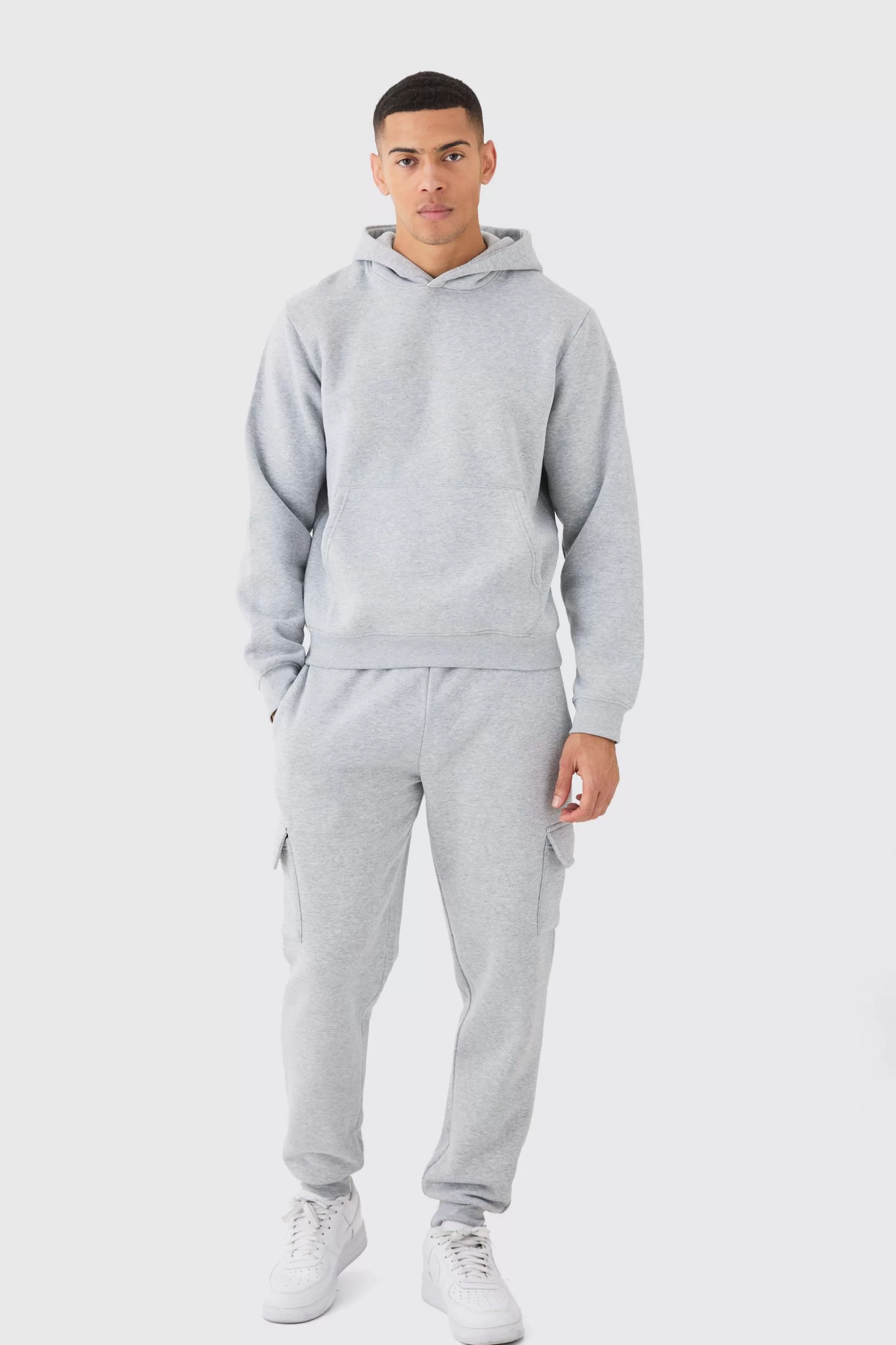 boohooMAN Boxy Hooded Cargo Tracksuit | UK