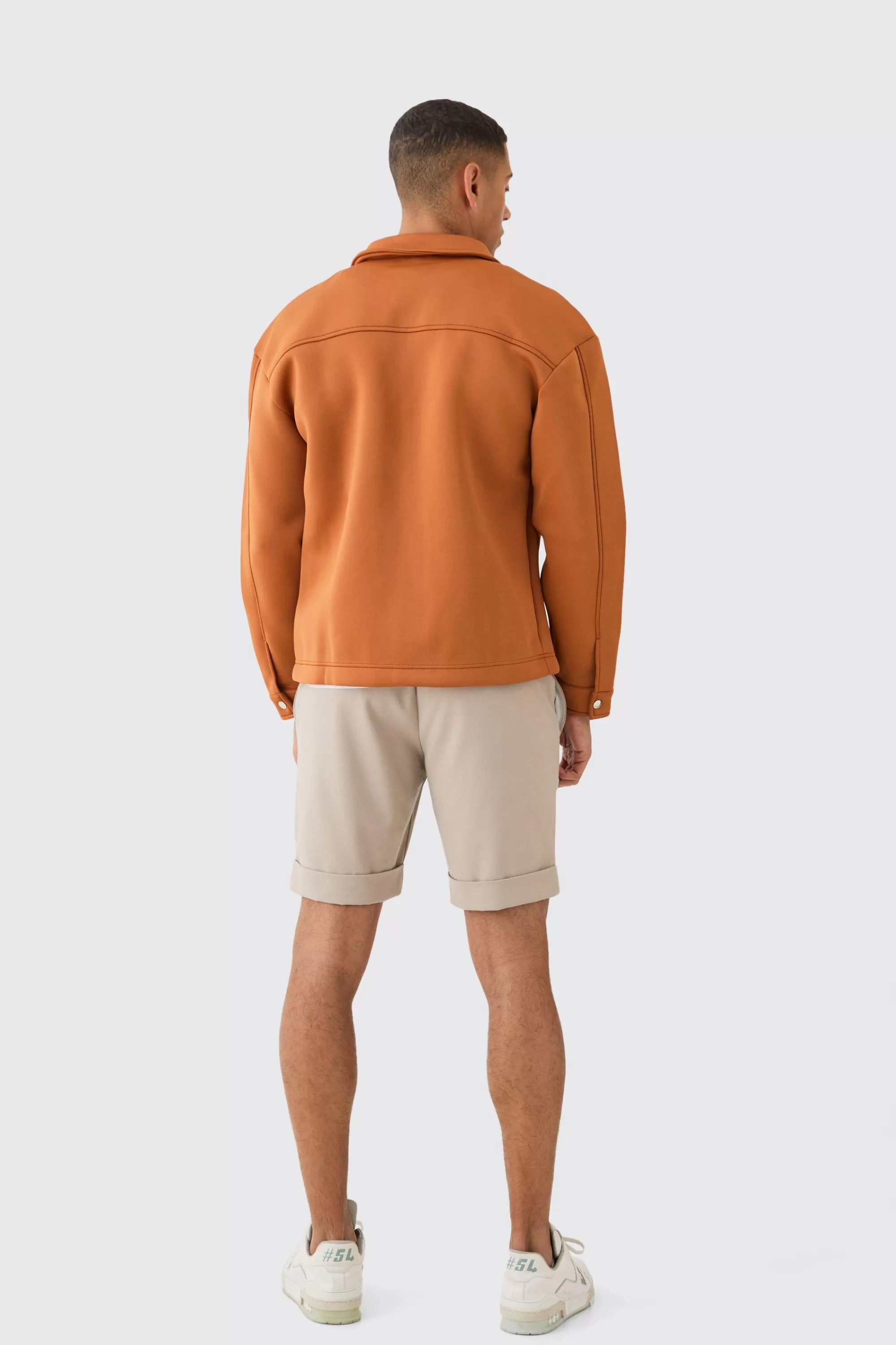 boohooMAN Boxy Neoprene Zip Overshirt | UK