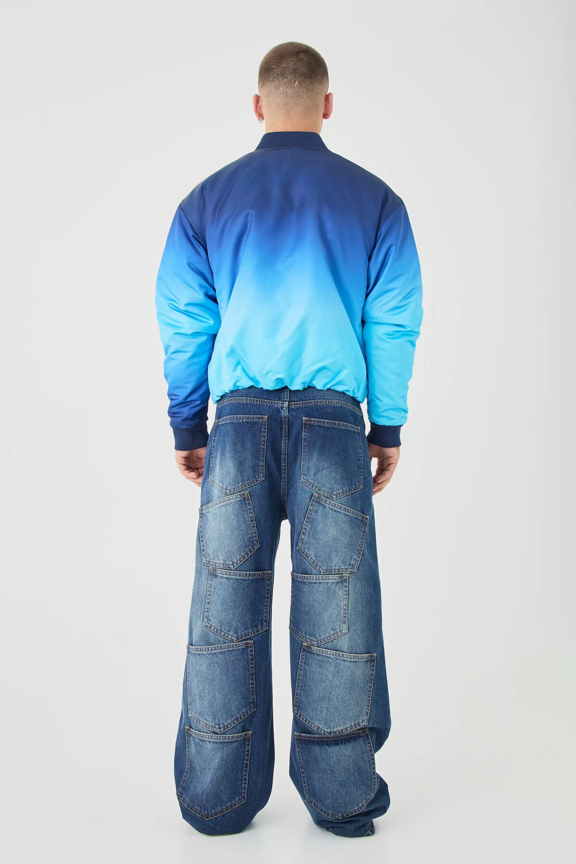 boohooMAN Boxy Ombre Bomber Jacket In | UK