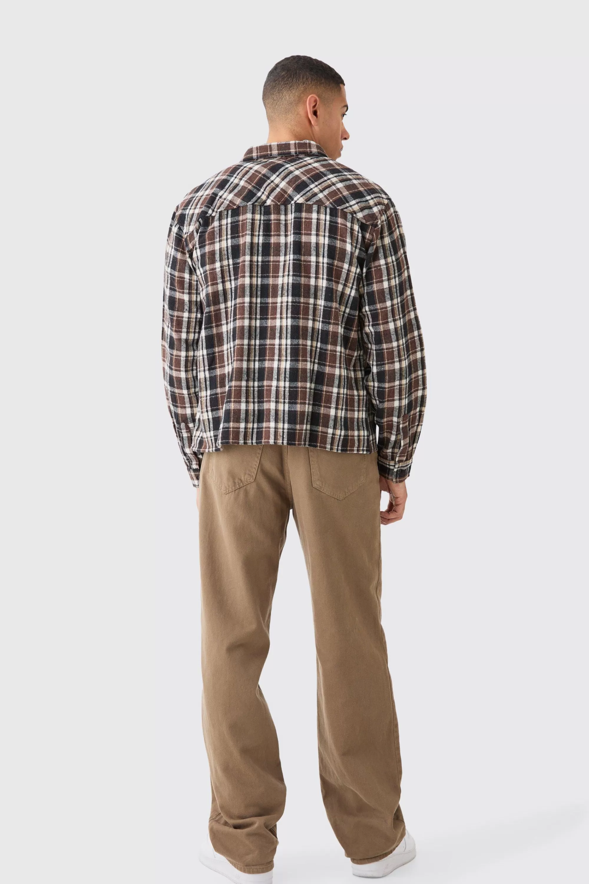 boohooMAN Boxy Pocket Check Shirt | UK