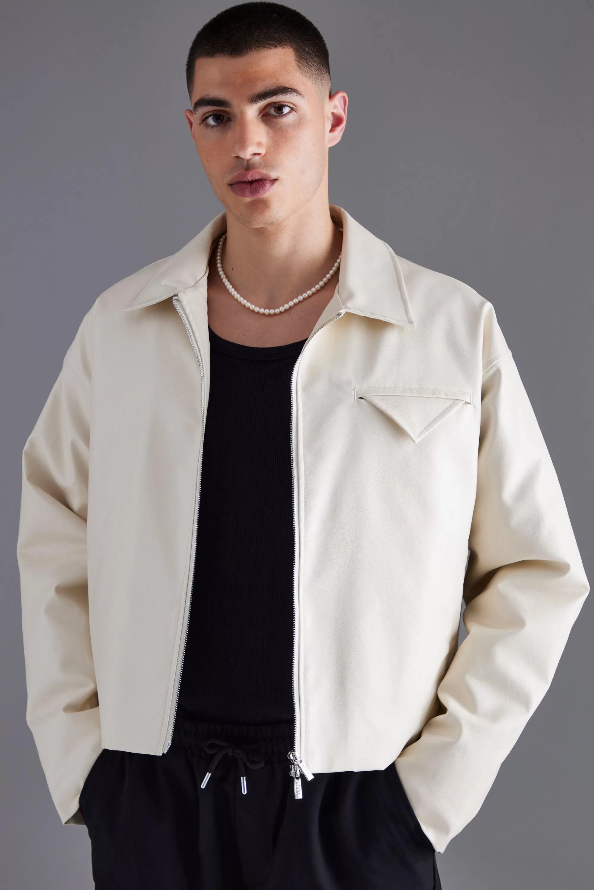 boohooMAN Boxy Pu Harrington | UK