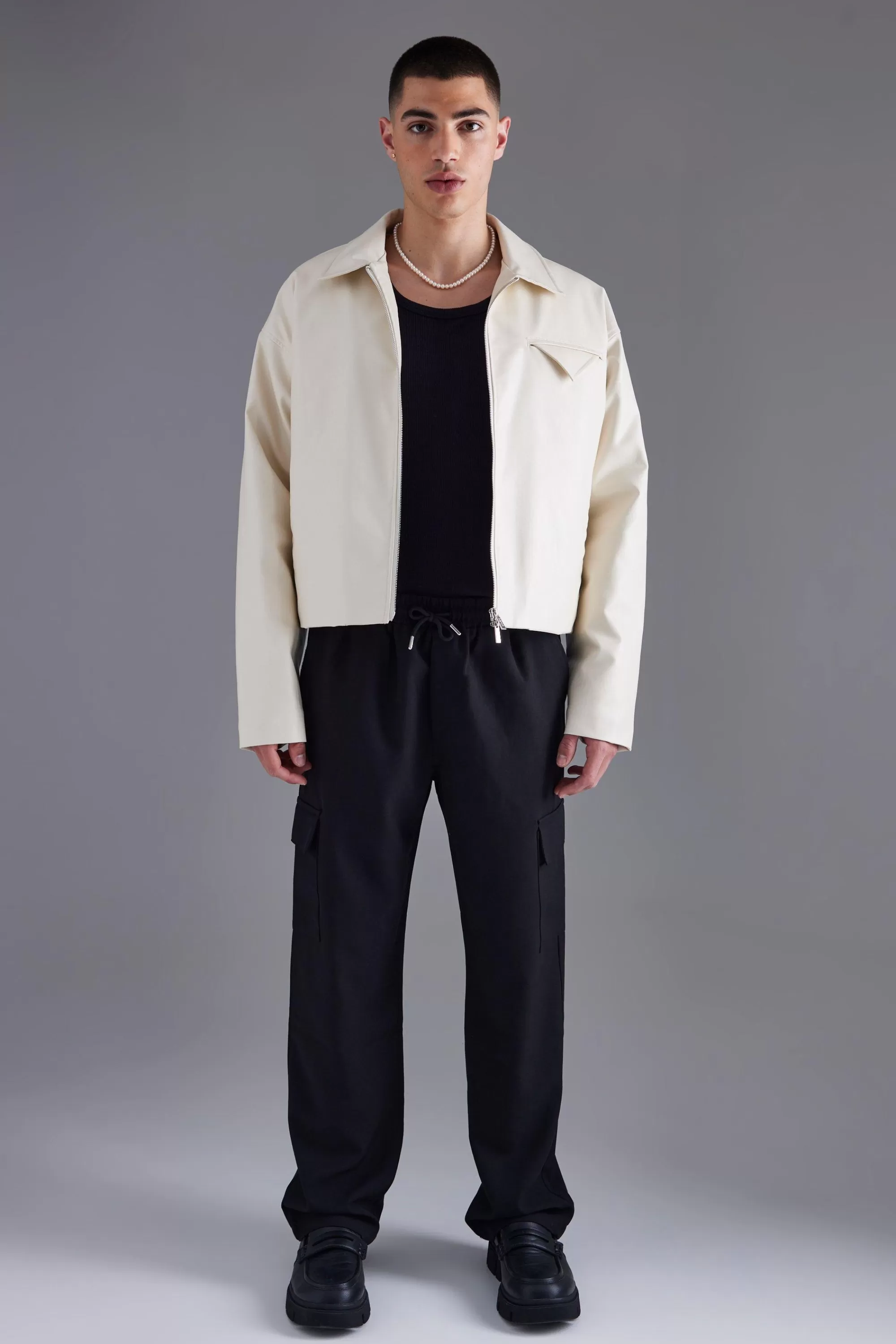 boohooMAN Boxy Pu Harrington | UK