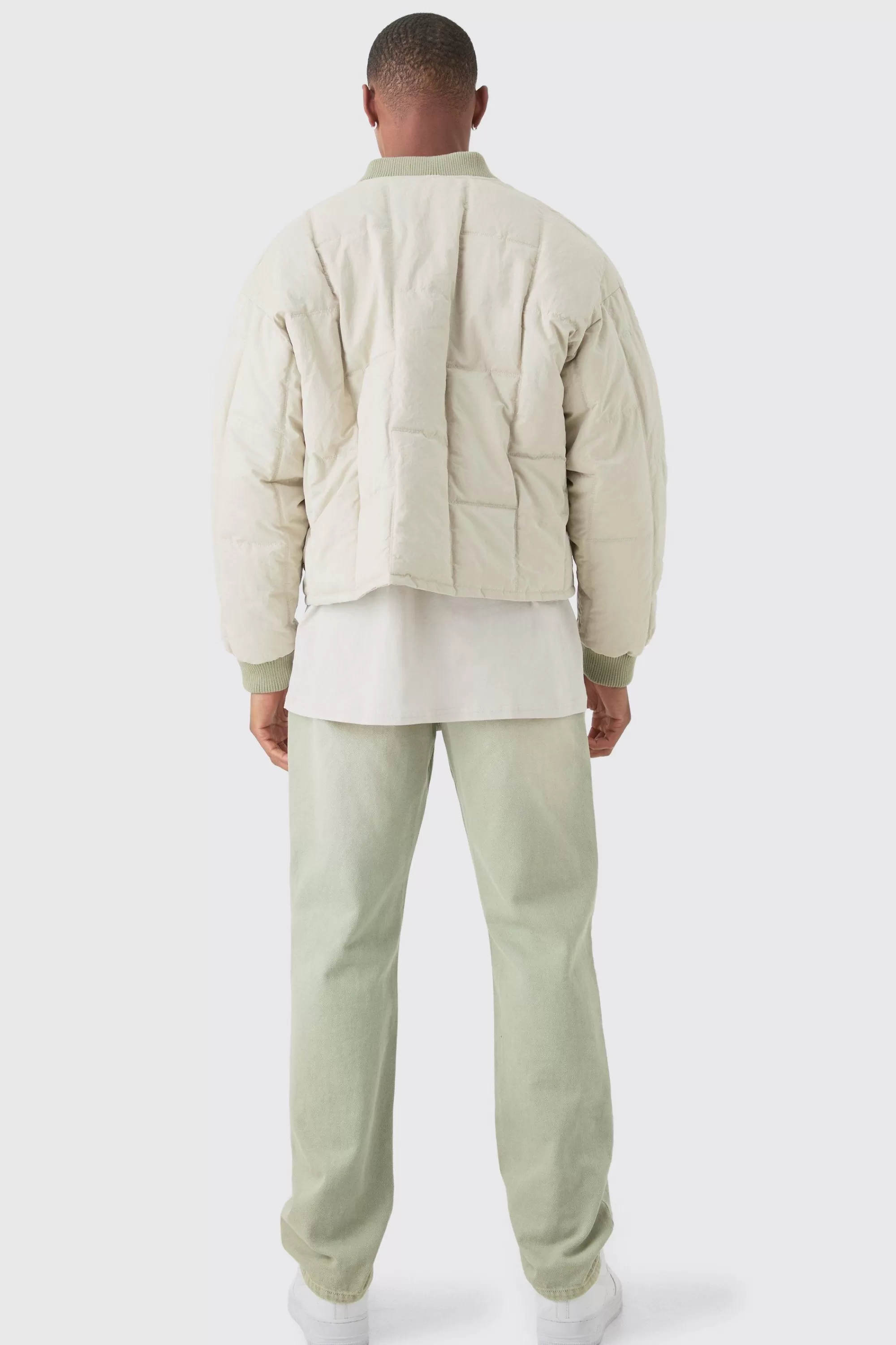 boohooMAN Boxy Quilted Bomber Jacket In | UK