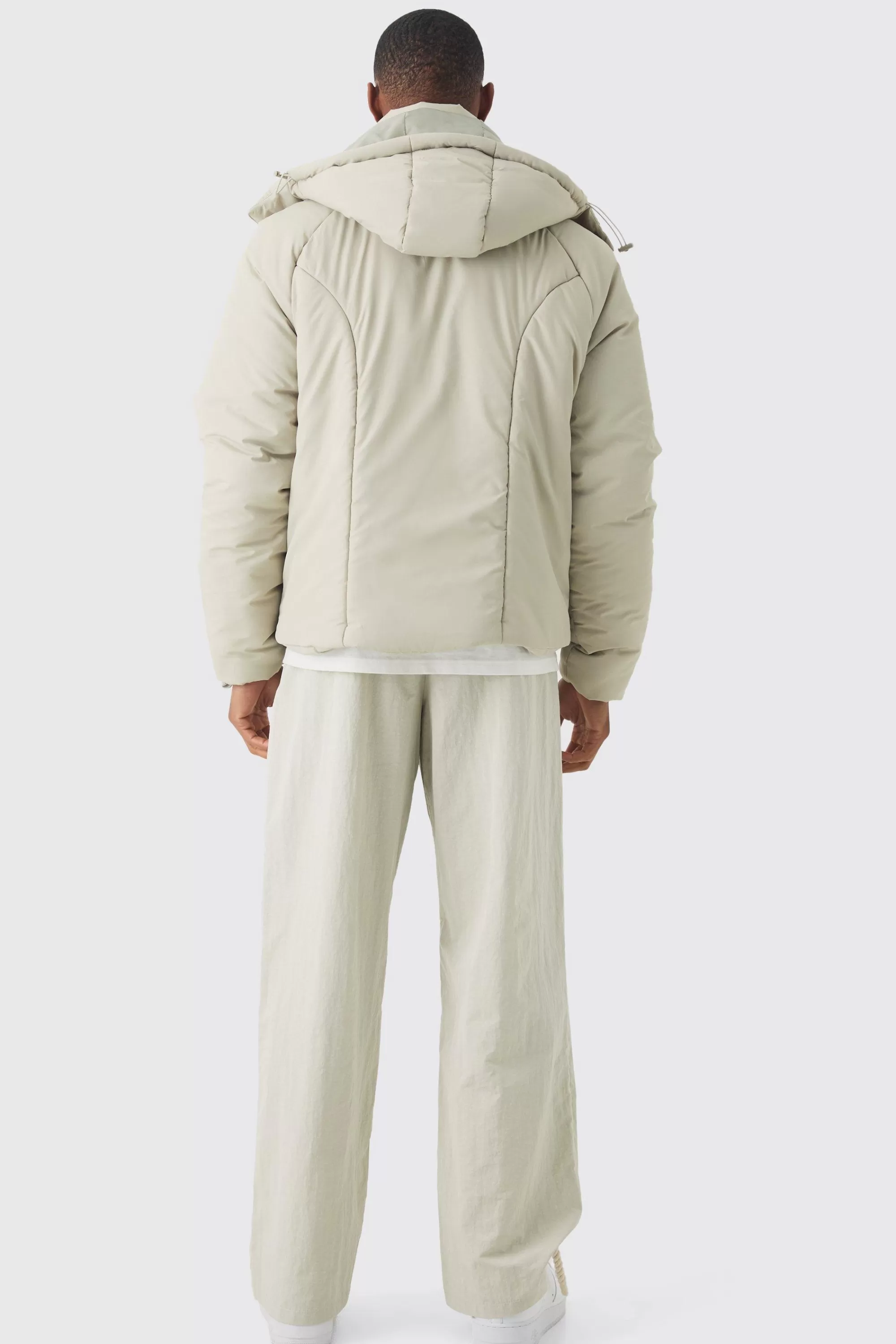 boohooMAN Boxy Quilted Hooded Puffer Coat In | UK