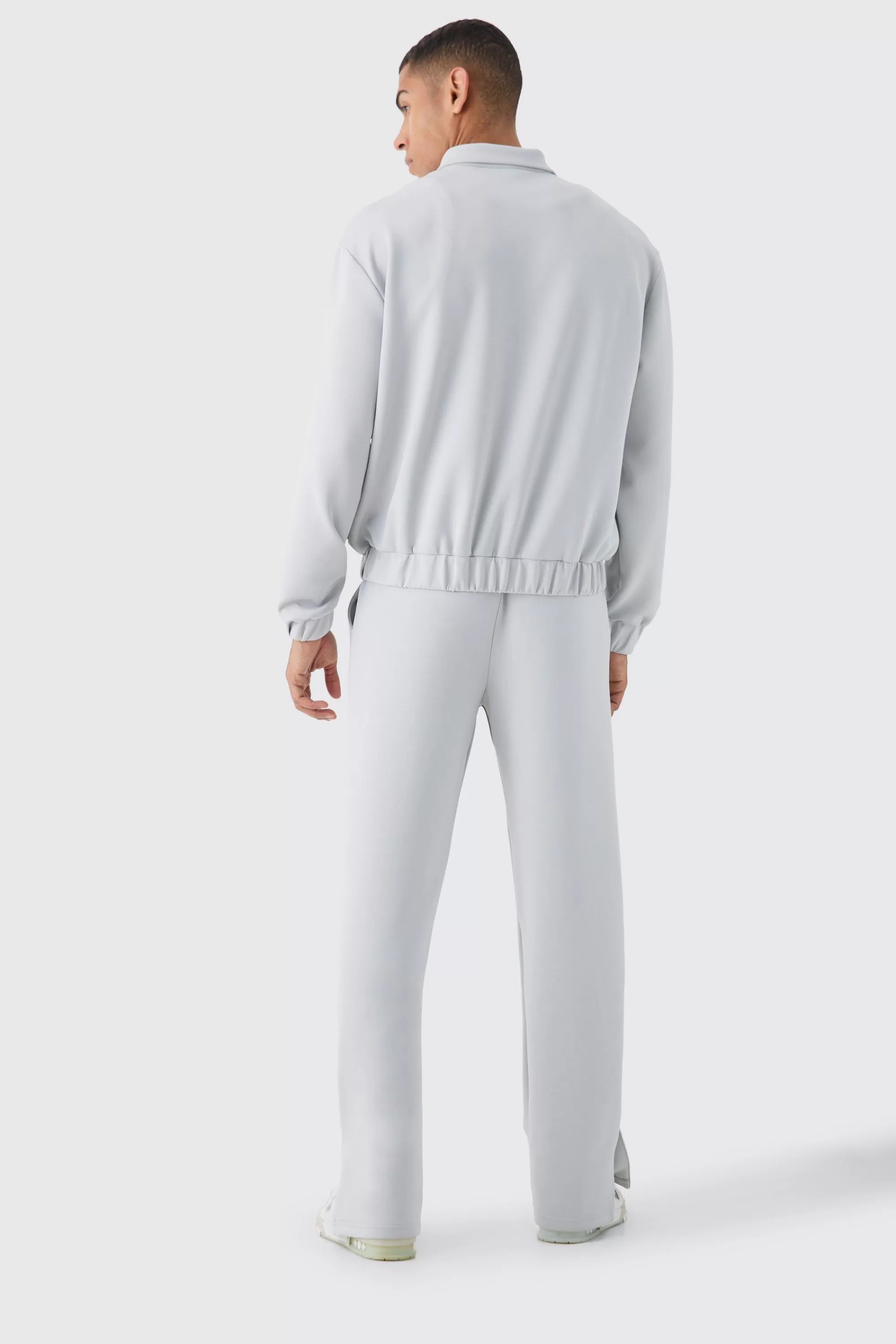 boohooMAN Boxy Scuba Zip Through Embroidered Jacket | UK