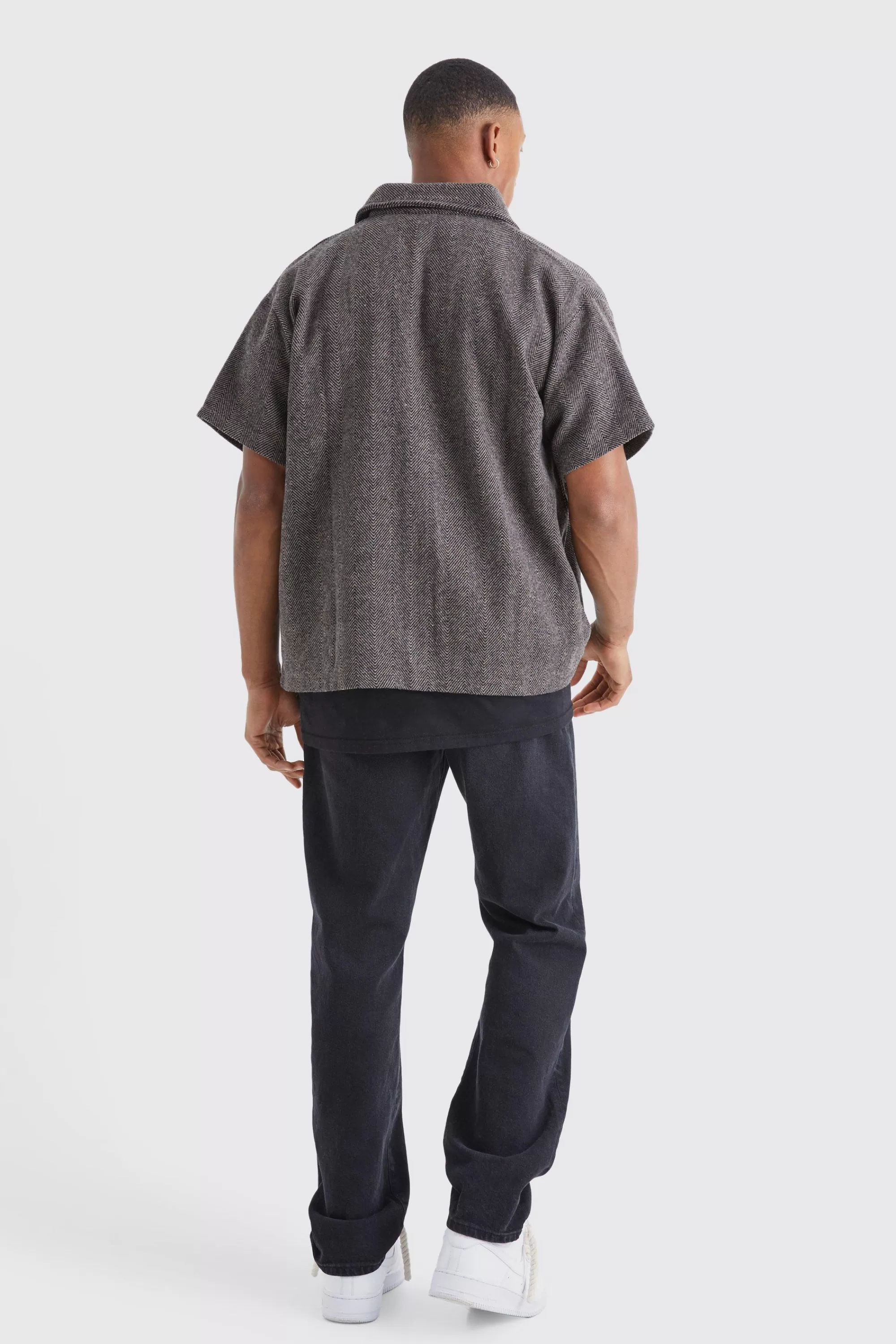 boohooMAN Boxy Short Sleeve Jacquard Shirt | UK