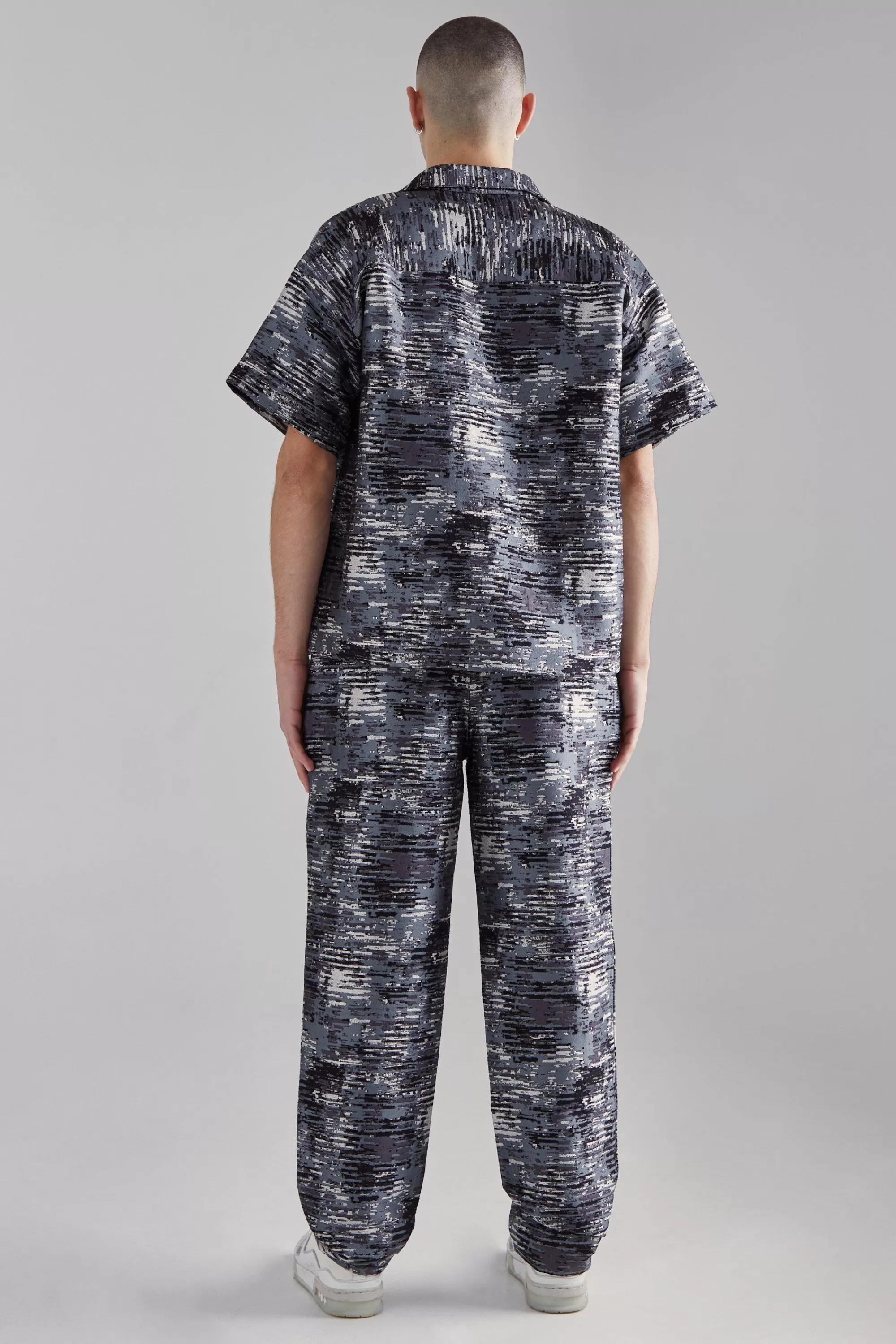 boohooMAN Boxy Textured Camo Shirt And Trouser Set | UK