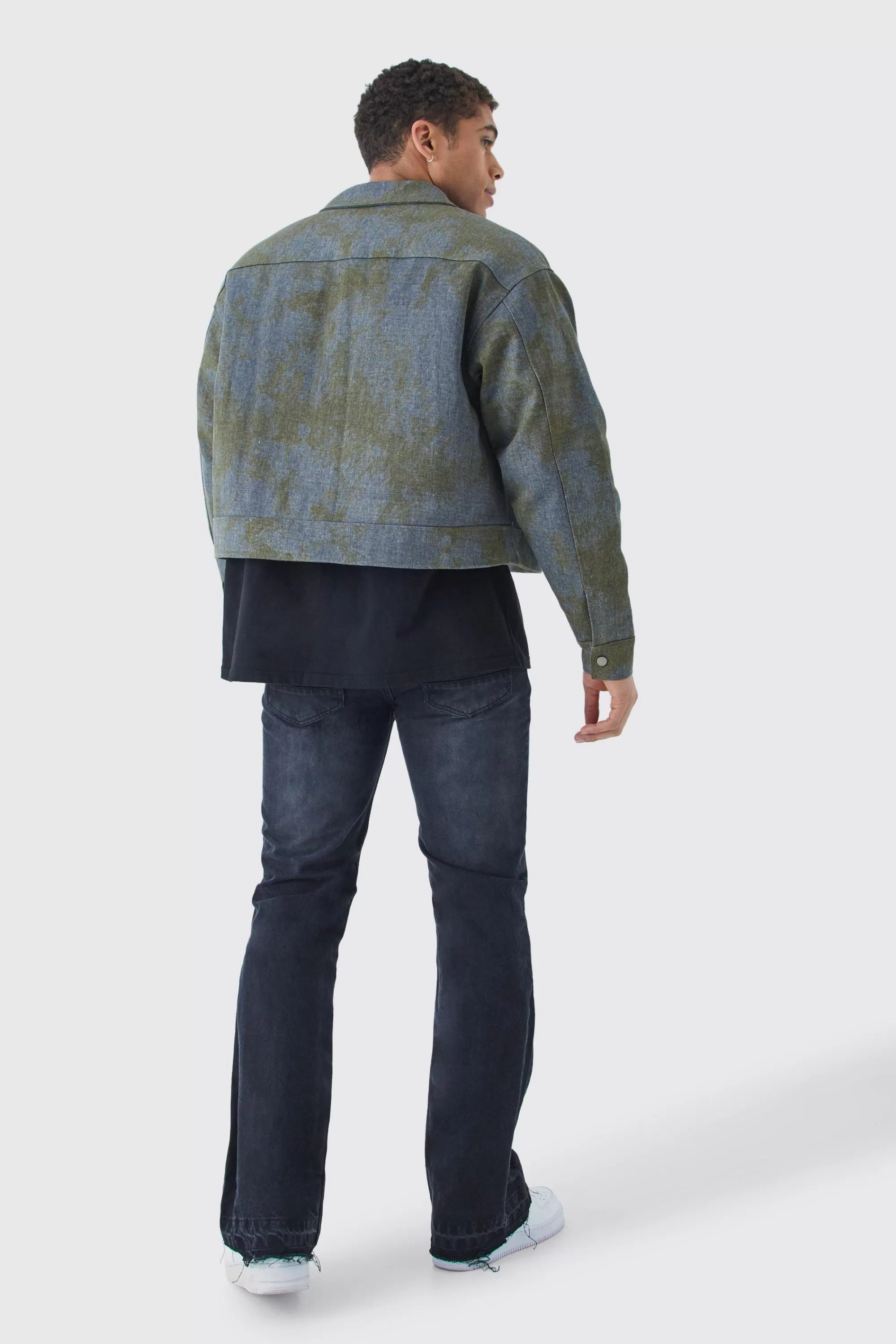 boohooMAN Boxy Tie Dye Twill Carpenter Jacket | UK