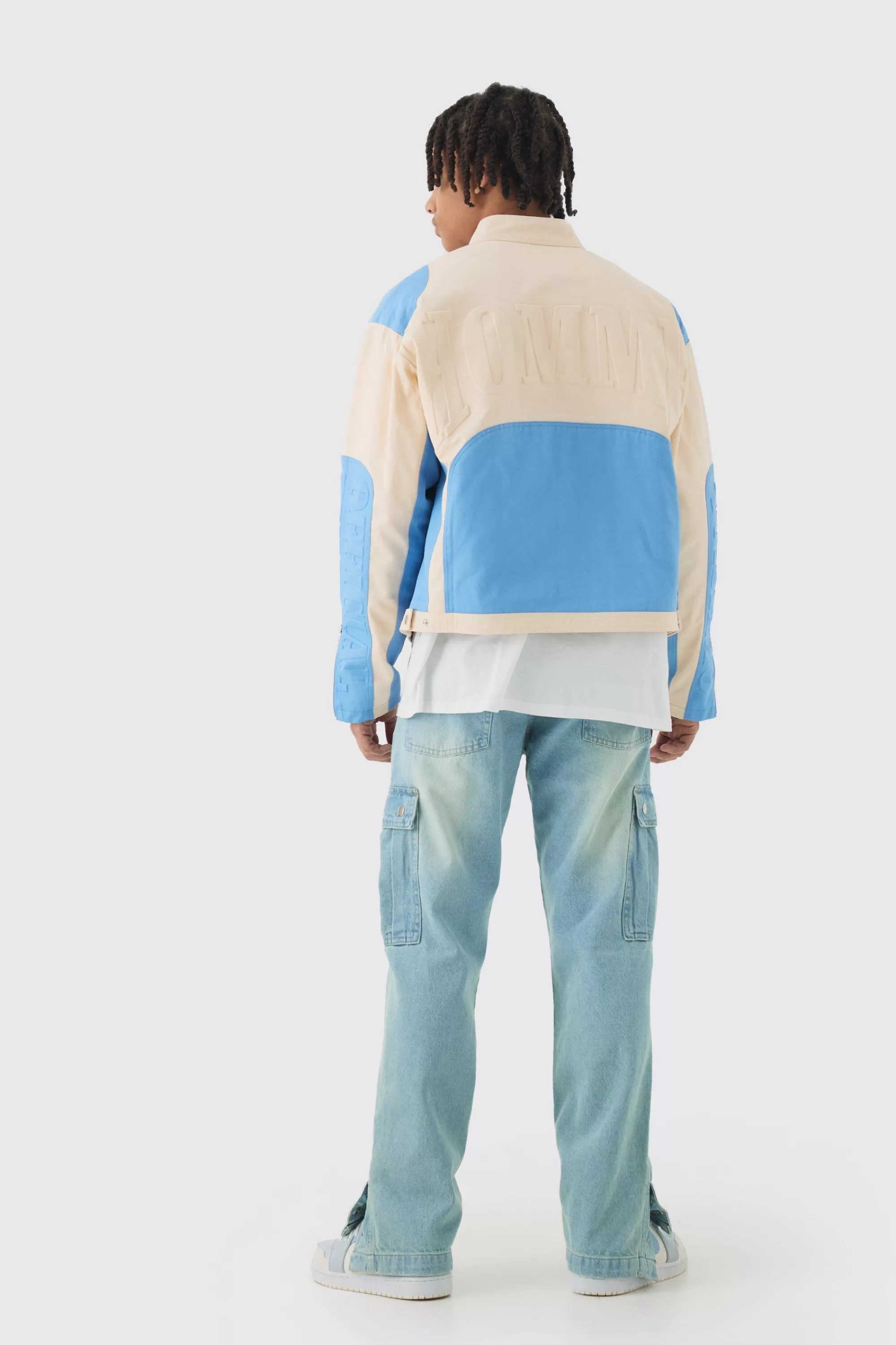 boohooMAN Boxy Twill Homme Moto Jacket In | UK