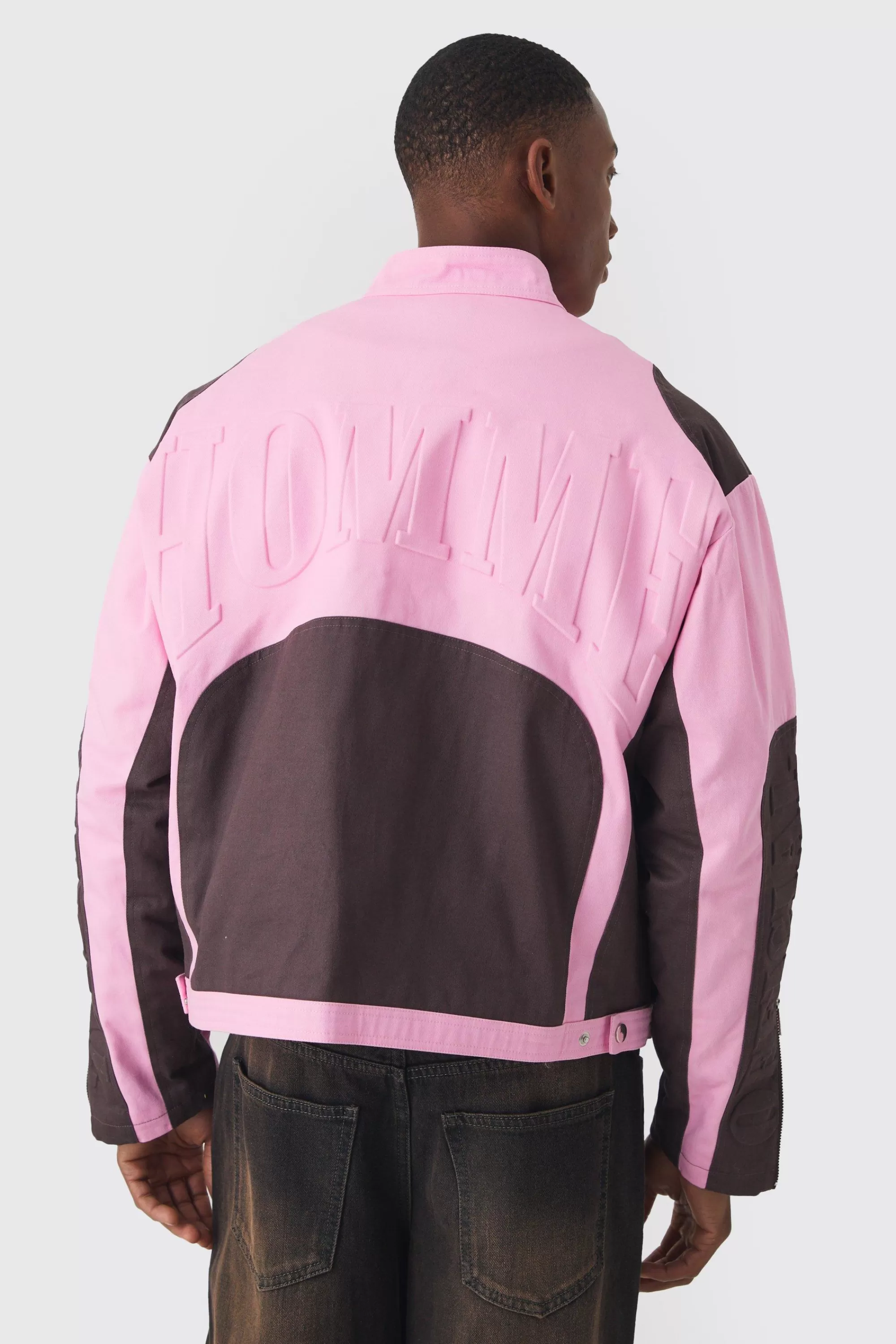 boohooMAN Boxy Twill Homme Moto Jacket In | UK