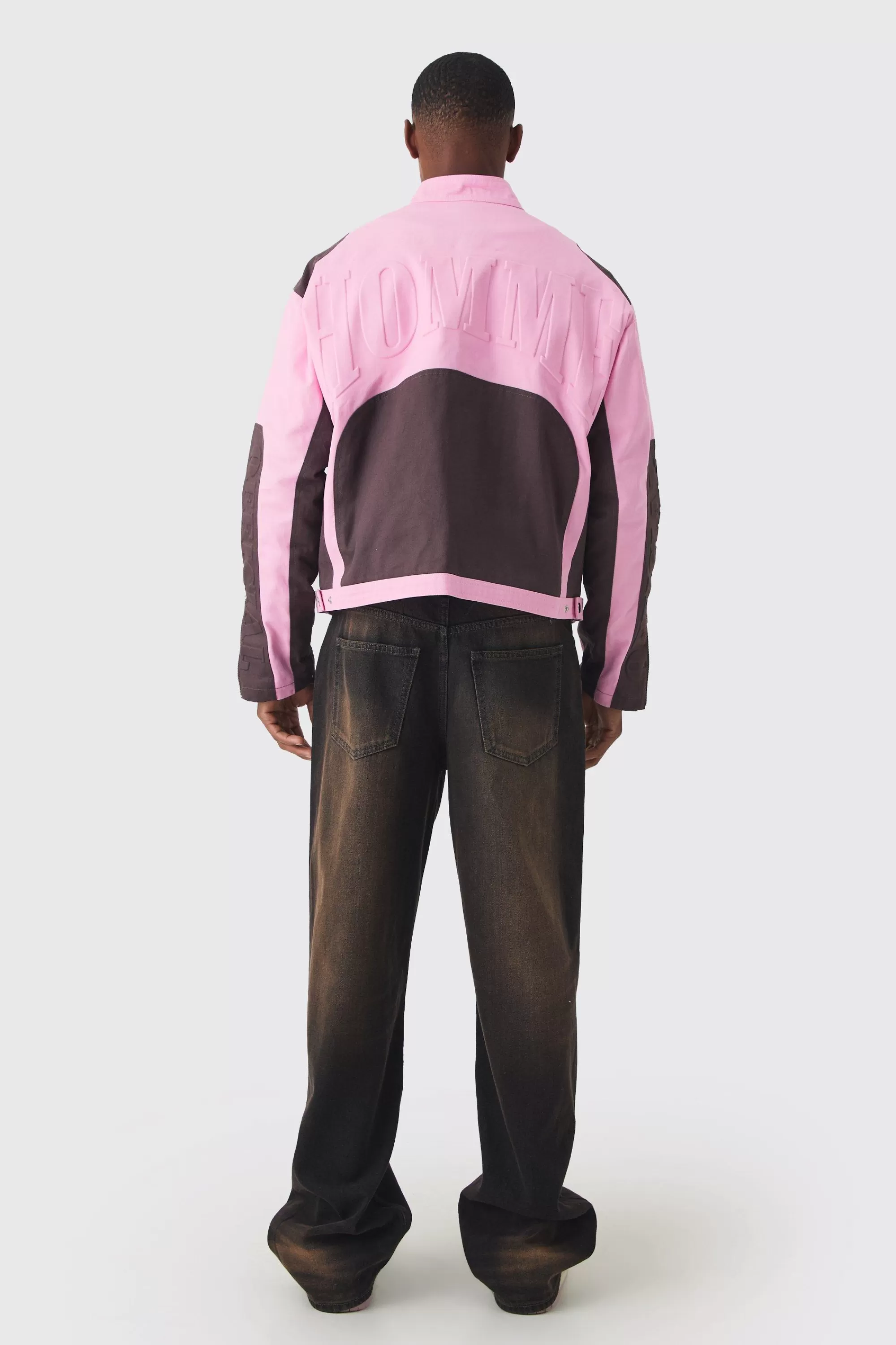 boohooMAN Boxy Twill Homme Moto Jacket In | UK