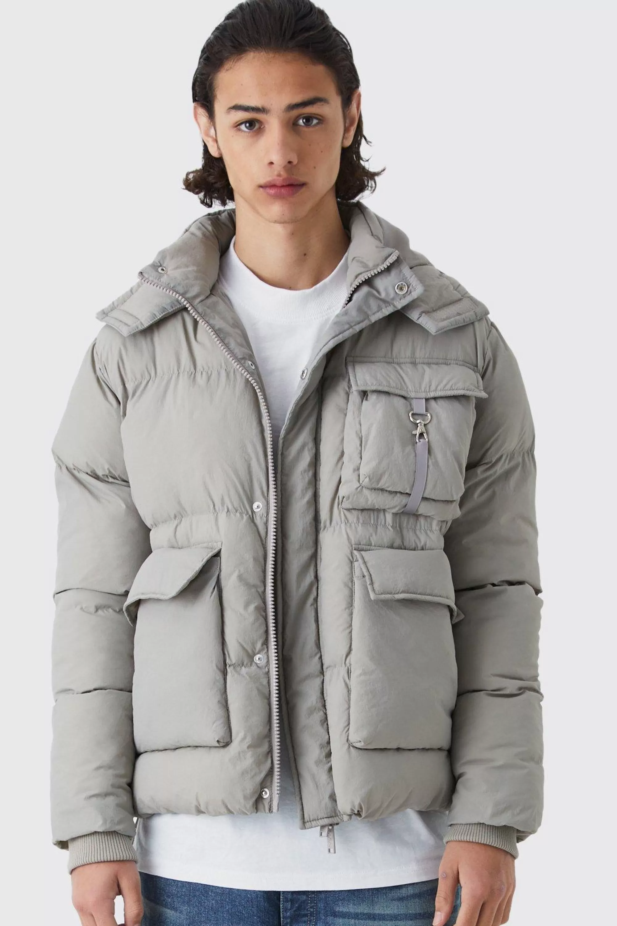 boohooMAN Boxy Utility Pocket Parka | UK