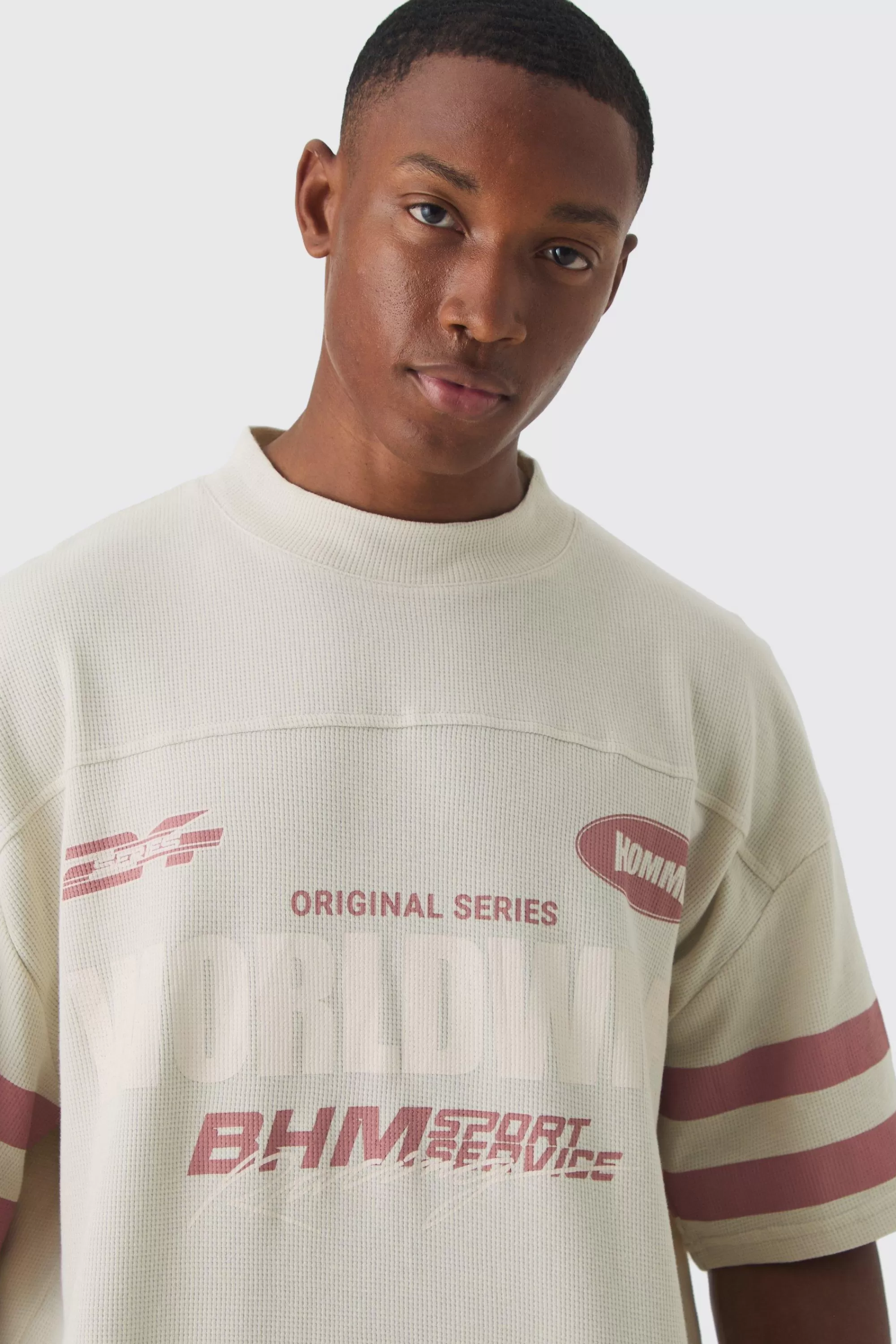 boohooMAN Boxy Waffle Worldwide T-shirt & Short Set | UK