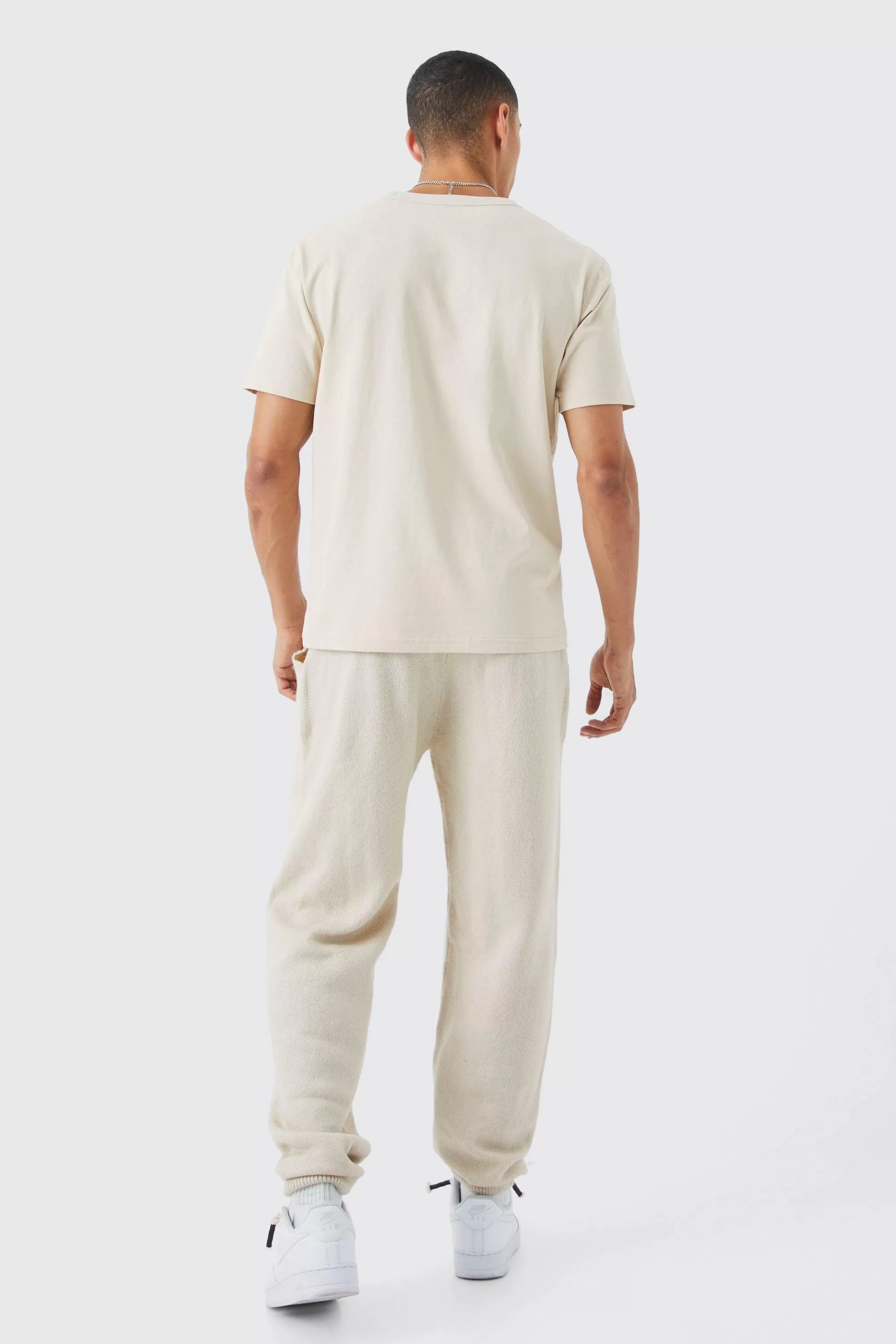 boohooMAN Brushed Relaxed Knitted Joggers | UK