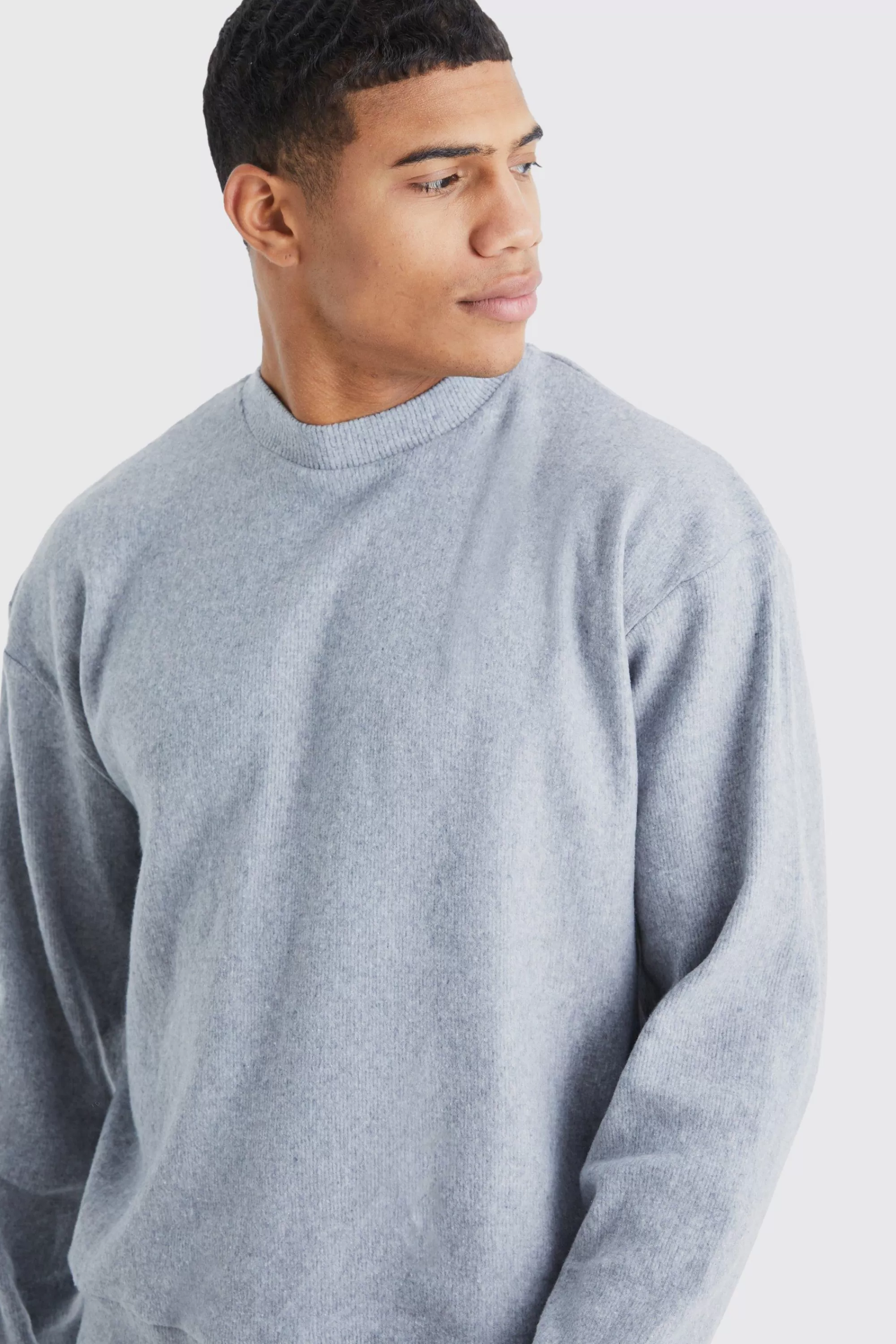 boohooMAN Brushed Rib Ottoman Oversized Boxy Sweater | UK