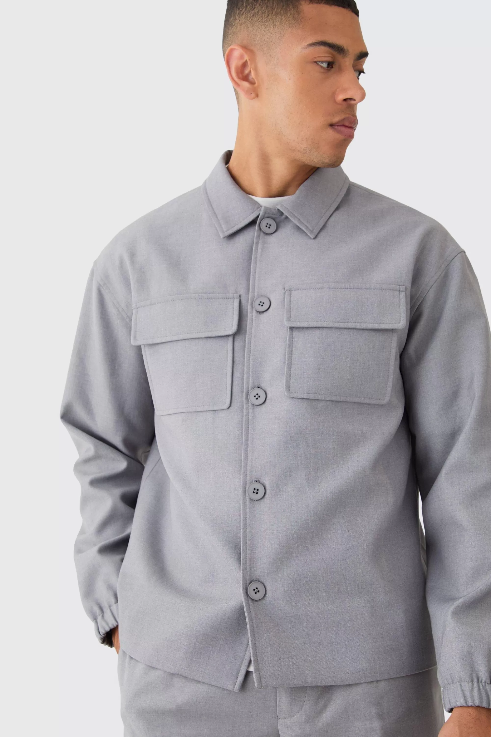 boohooMAN Cargo Pocket Regular Fit Tailored Smart Set | UK