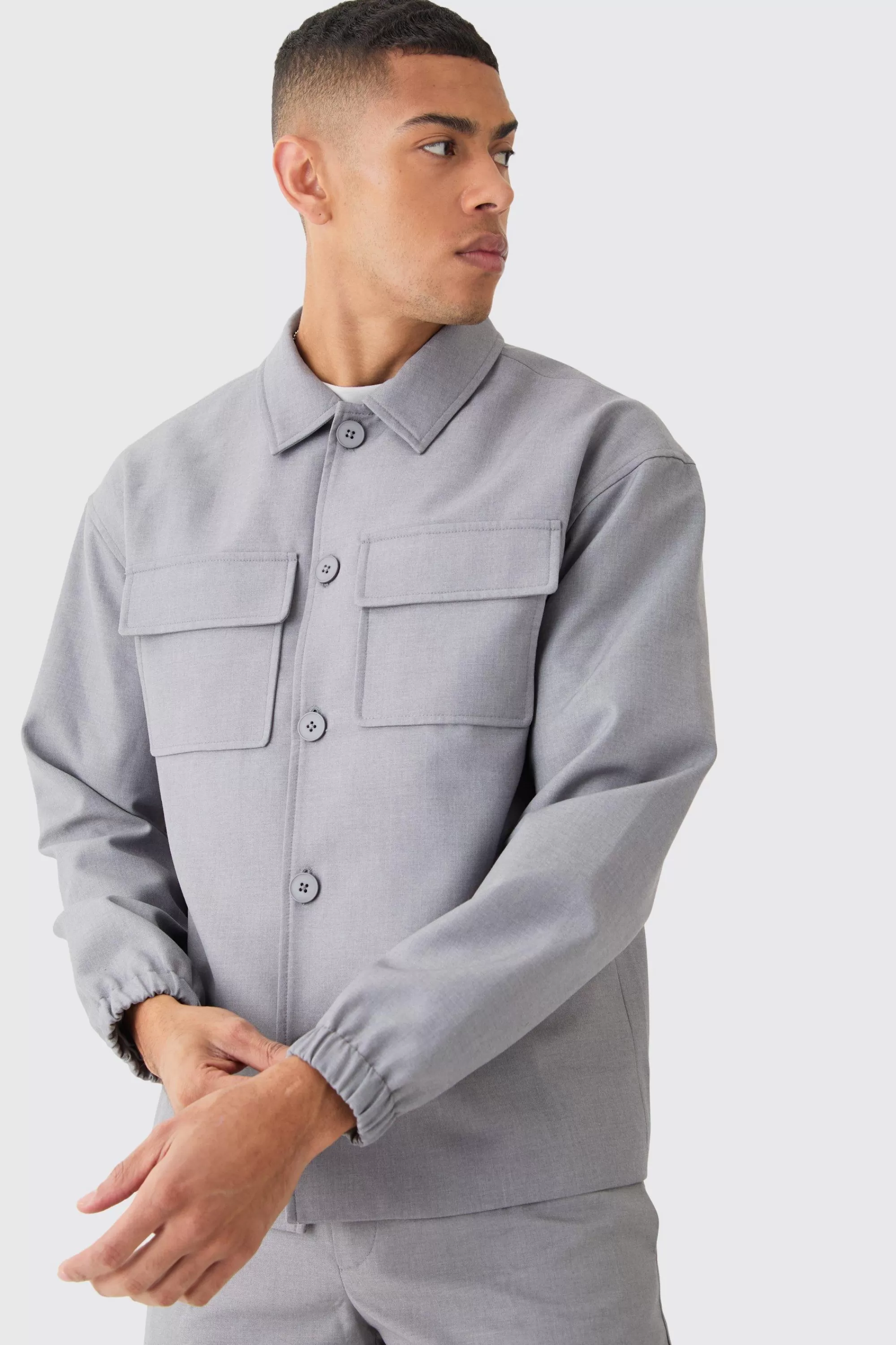 boohooMAN Cargo Pocket Regular Fit Tailored Smart Set | UK
